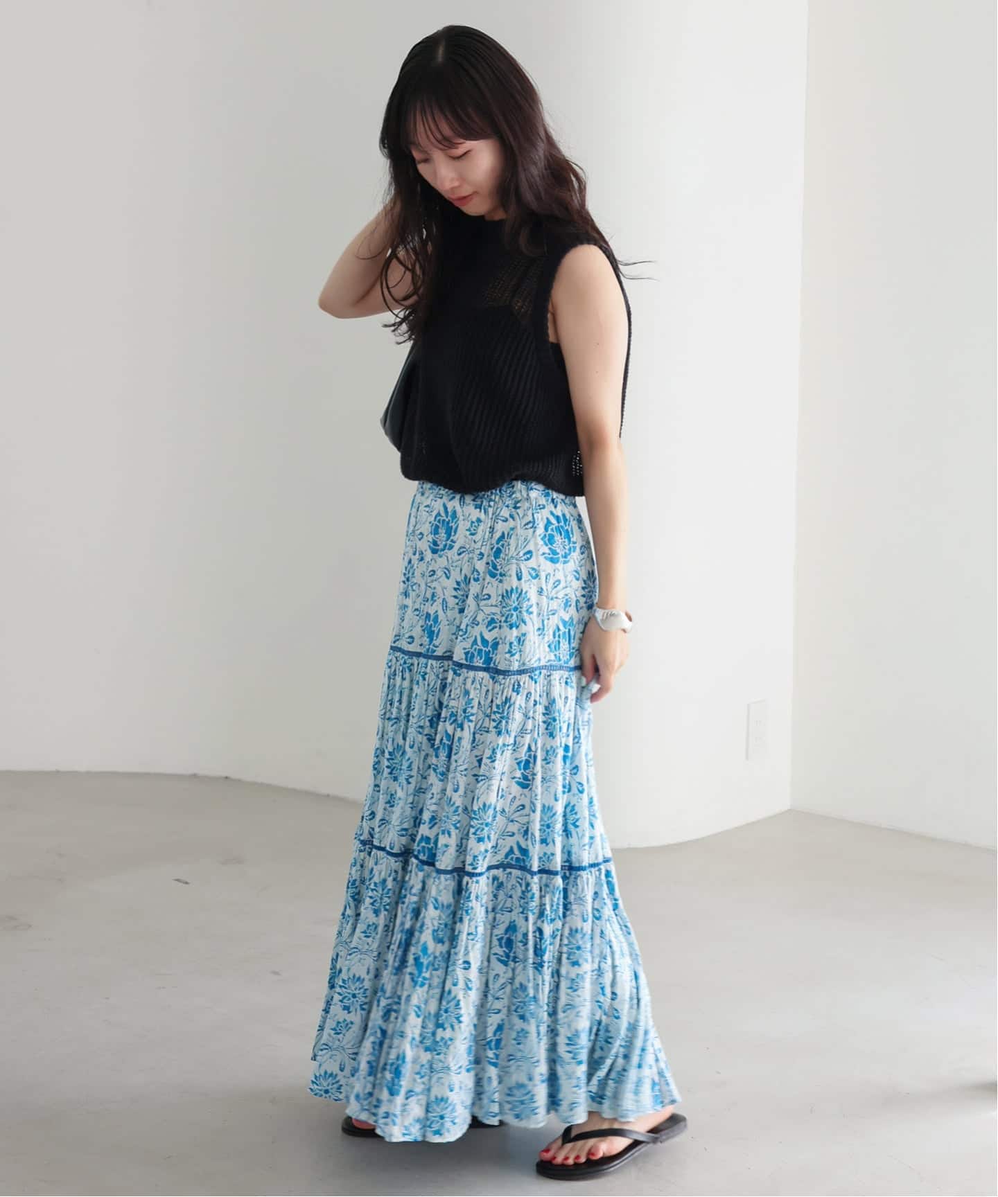 シリーズあり》India Flower スカート（ロング・マキシ丈スカート