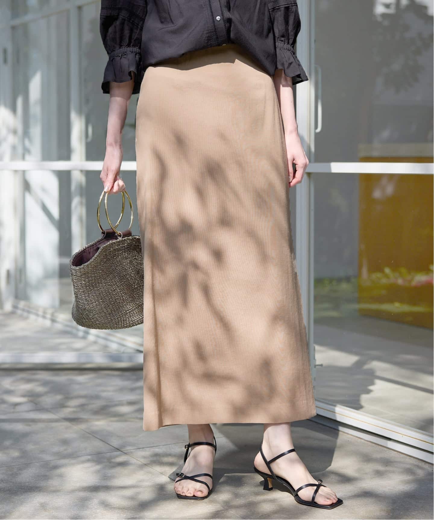 3サイズ展開/シリーズあり/予約》リネンmixストレッチタイトスカート