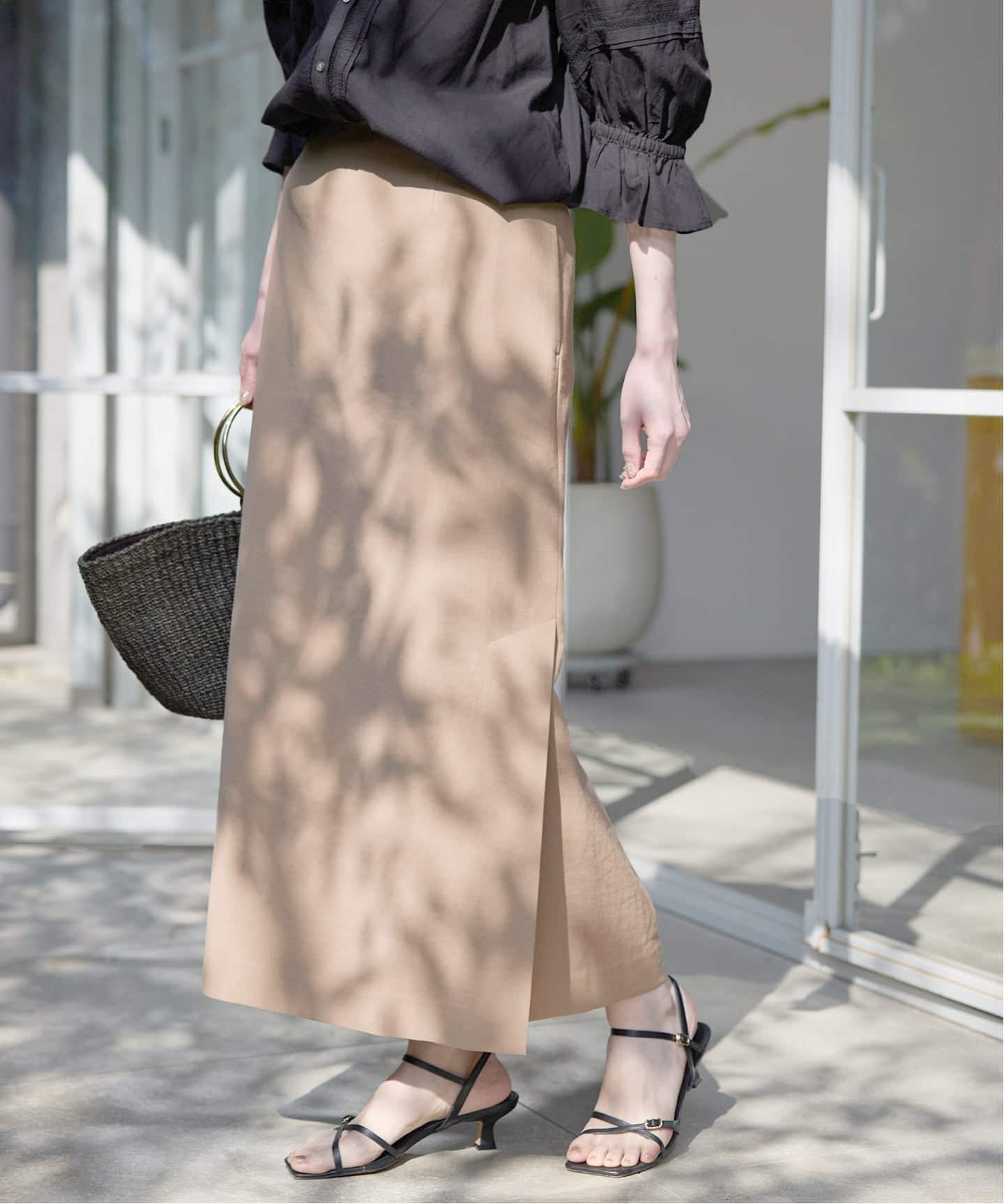 3サイズ展開/シリーズあり/予約》リネンmixストレッチタイトスカート