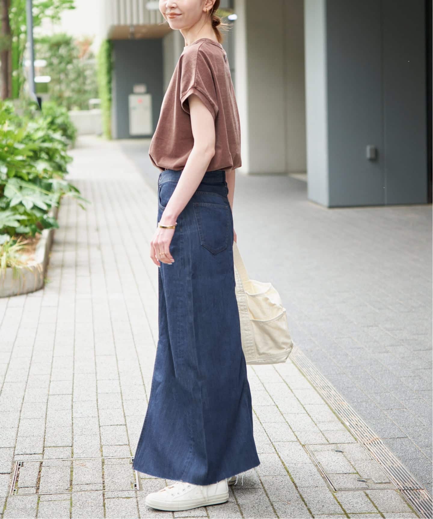 WEBのみ4サイズ展開》LE DENIM スリットフレアデニムスカート（デニム