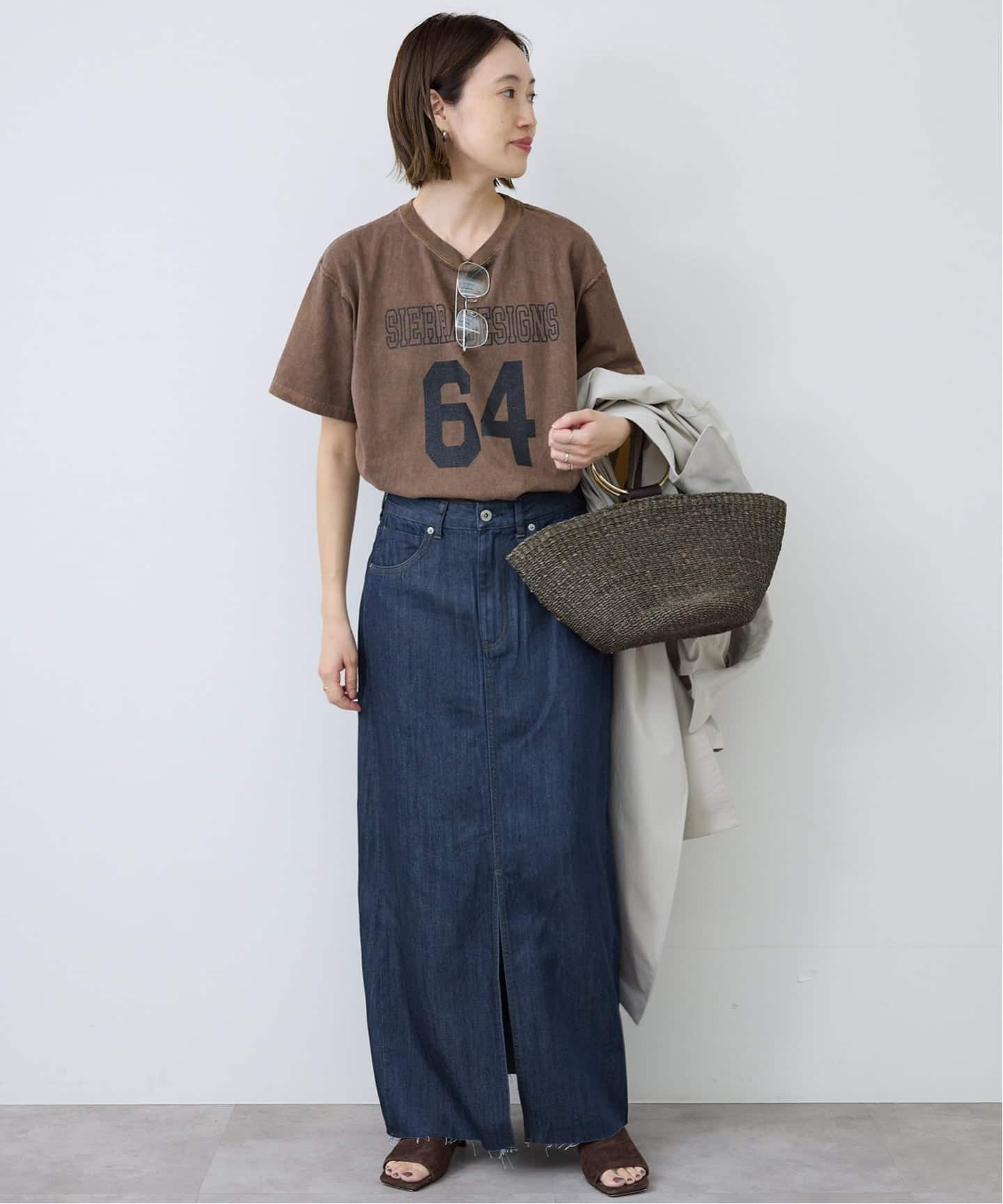 WEBのみ4サイズ展開》LE DENIM スリットフレアデニムスカート（デニム