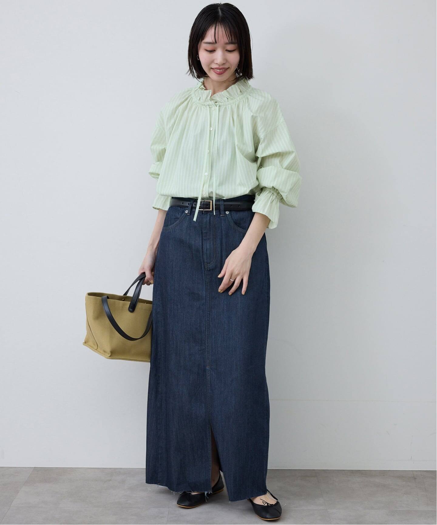 WEBのみ4サイズ展開》LE DENIM スリットフレアデニムスカート（デニム