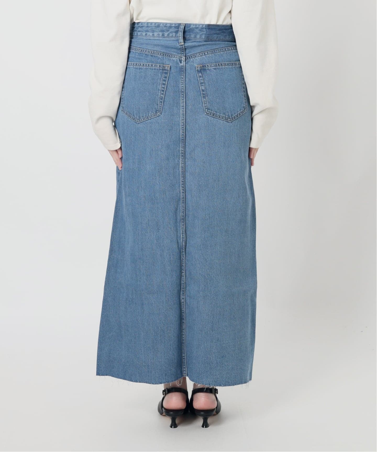 WEBのみ4サイズ展開》LE DENIM スリットフレアデニムスカート（デニム