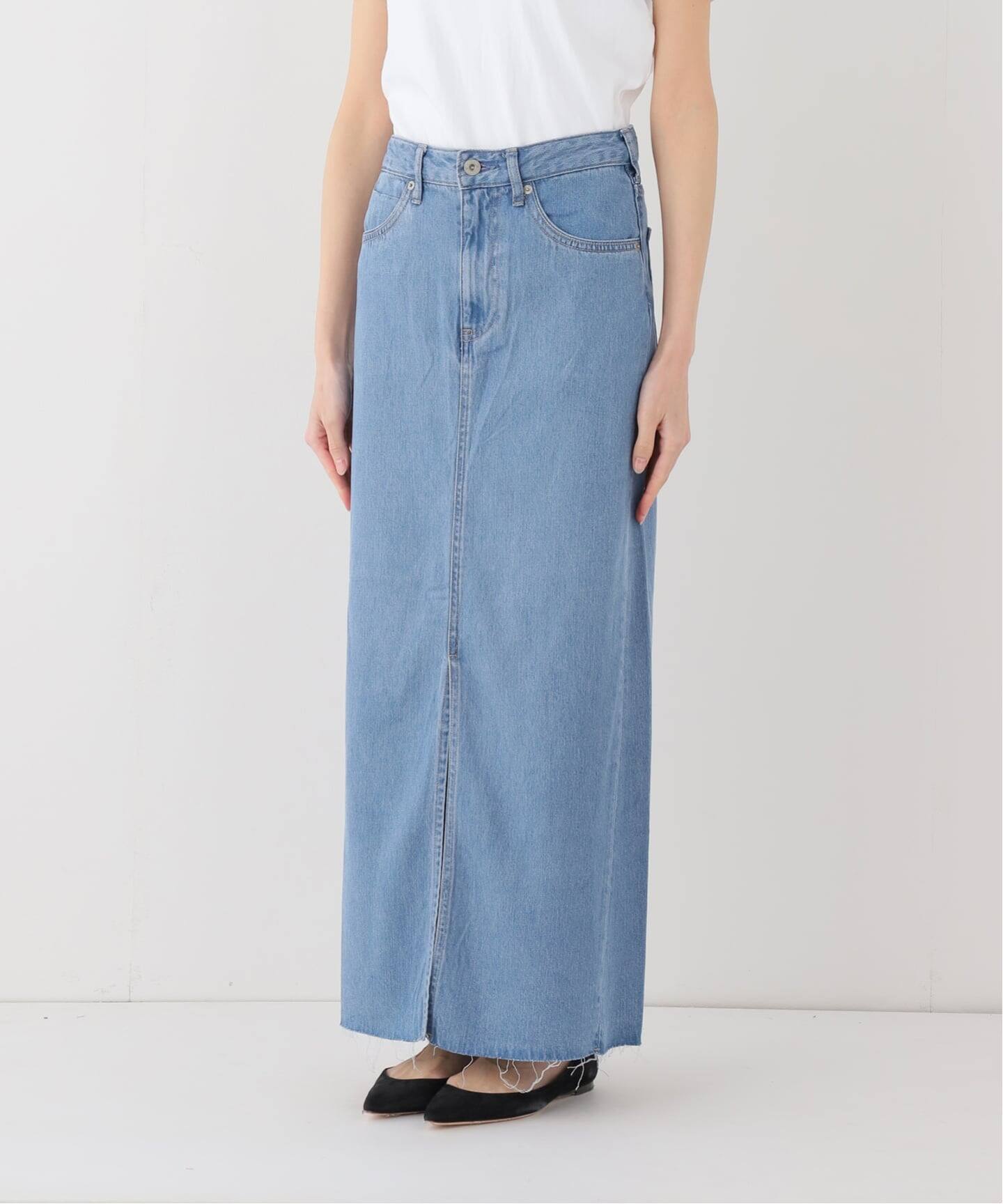 WEBのみ4サイズ展開》LE DENIM スリットフレアデニムスカート（デニム