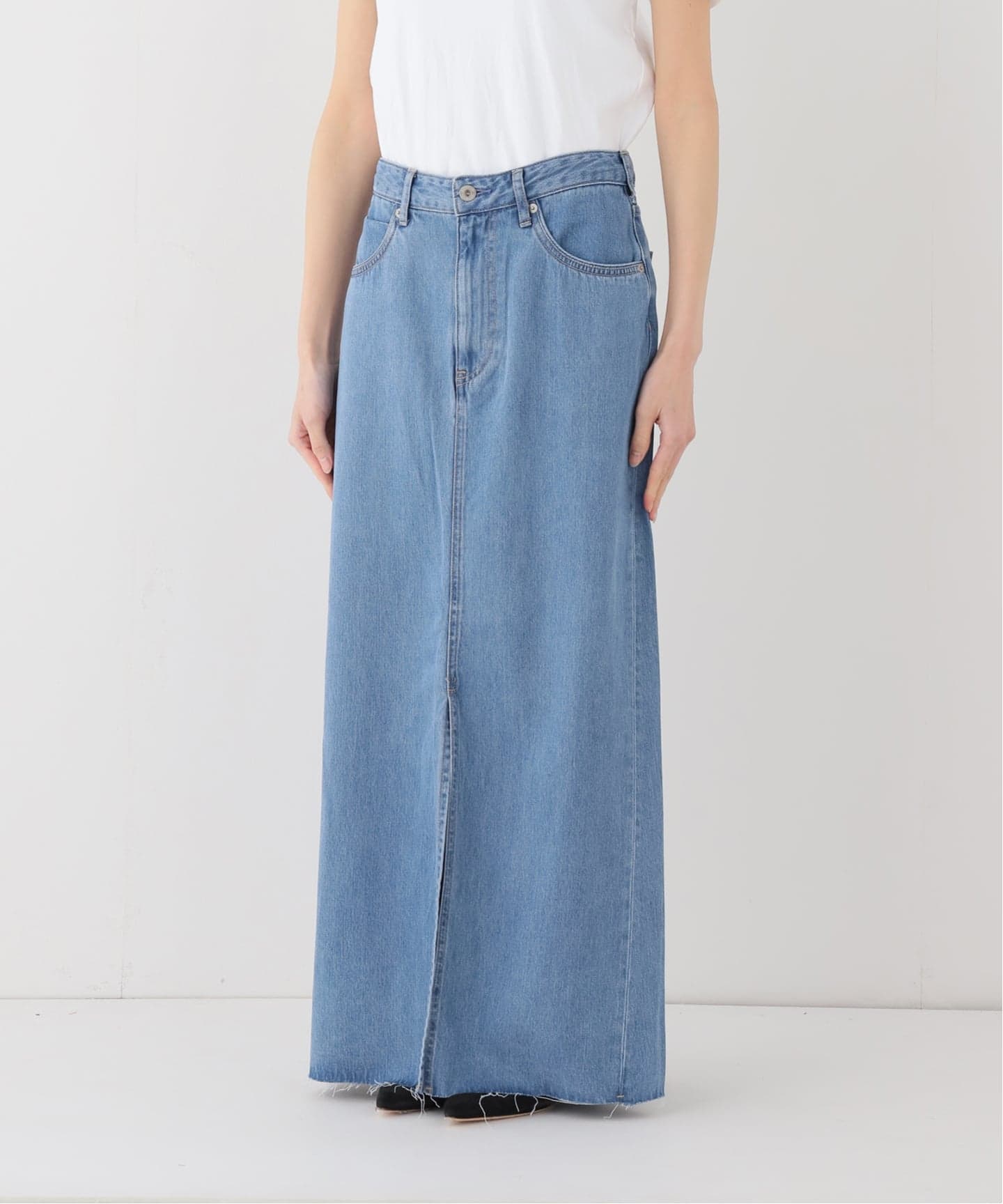 WEBのみ4サイズ展開》LE DENIM スリットフレアデニムスカート（デニム