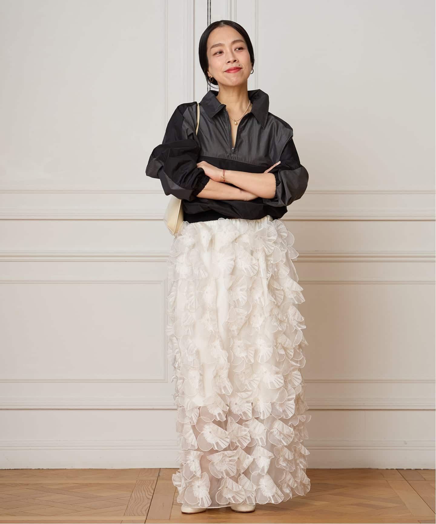 IENA LA BOUCLE フラワーモチーフオーガンジースカート（その他