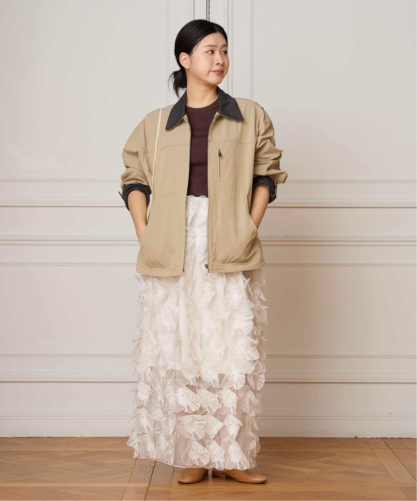 IENA LA BOUCLE オーガンジーフラワータックスカート IENA LA BOUCLE フラワーモチーフオーガンジースカート（その他