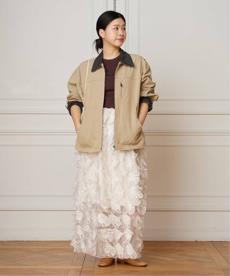 IENA LA BOUCLE フラワーモチーフオーガンジースカート（その他 