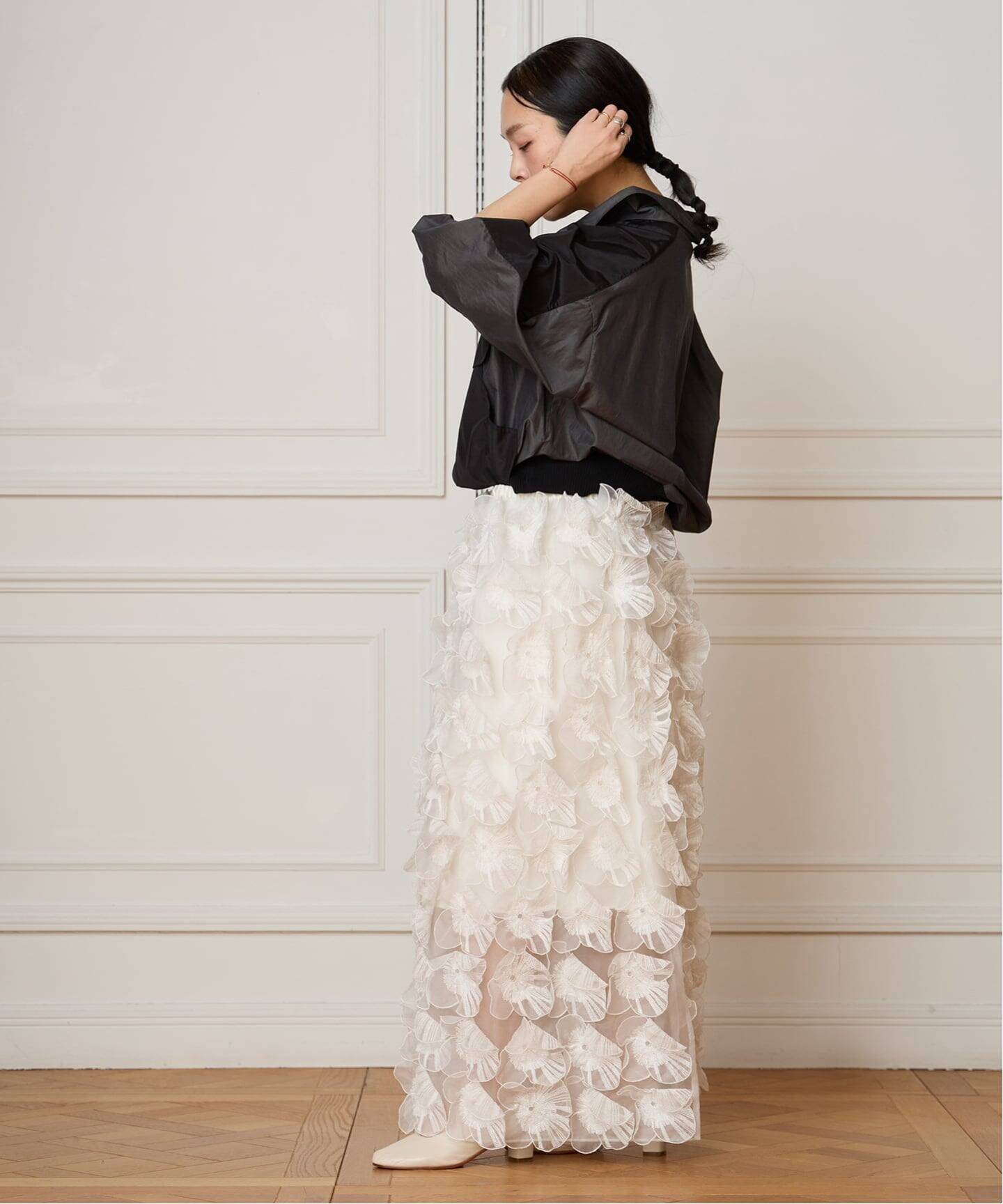 IENA LA BOUCLE オーガンジーフラワータックスカート IENA LA BOUCLE フラワーモチーフオーガンジースカート（その他