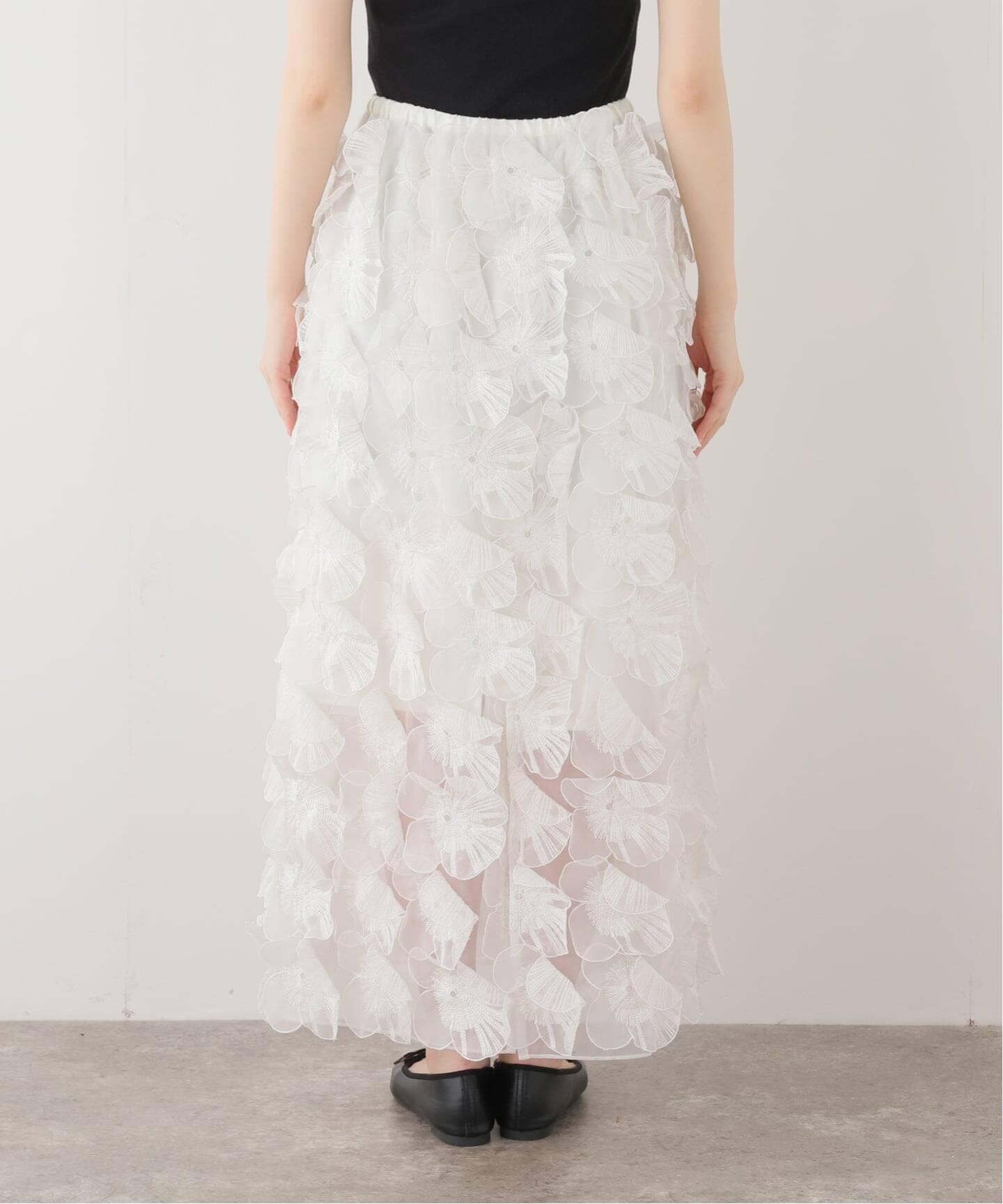 IENA LA BOUCLE フラワーモチーフオーガンジースカート（その他