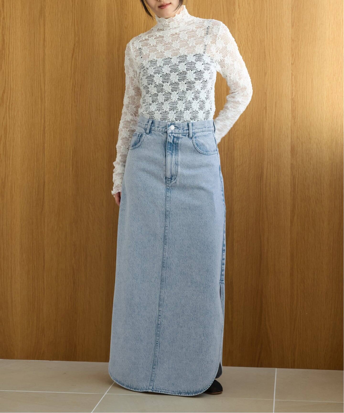 IENA LA BOUCLE ソフトデニムスリットスカート（ロング・マキシ丈