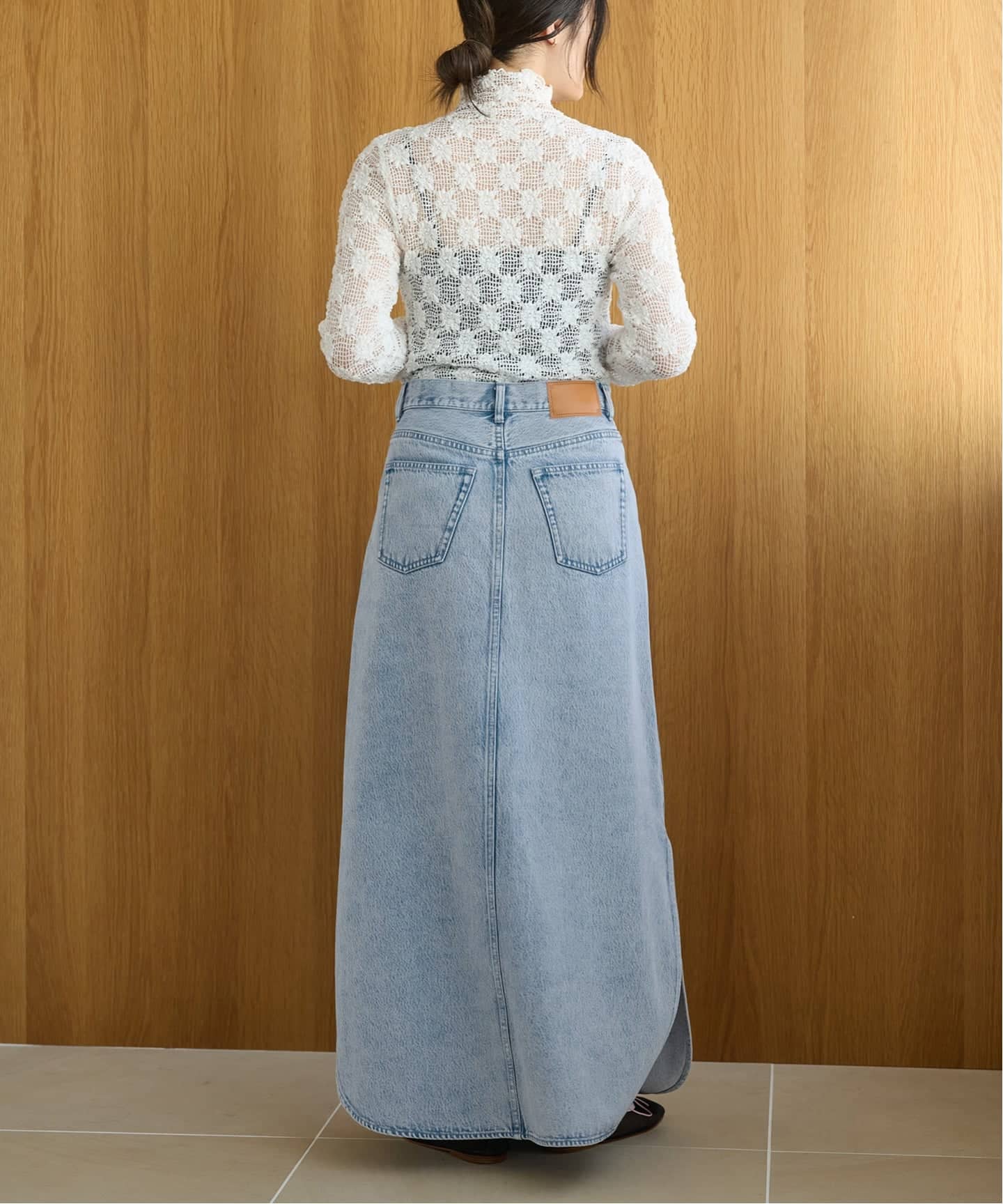 IENA LA BOUCLE ソフトデニムスリットスカート（ロング・マキシ丈