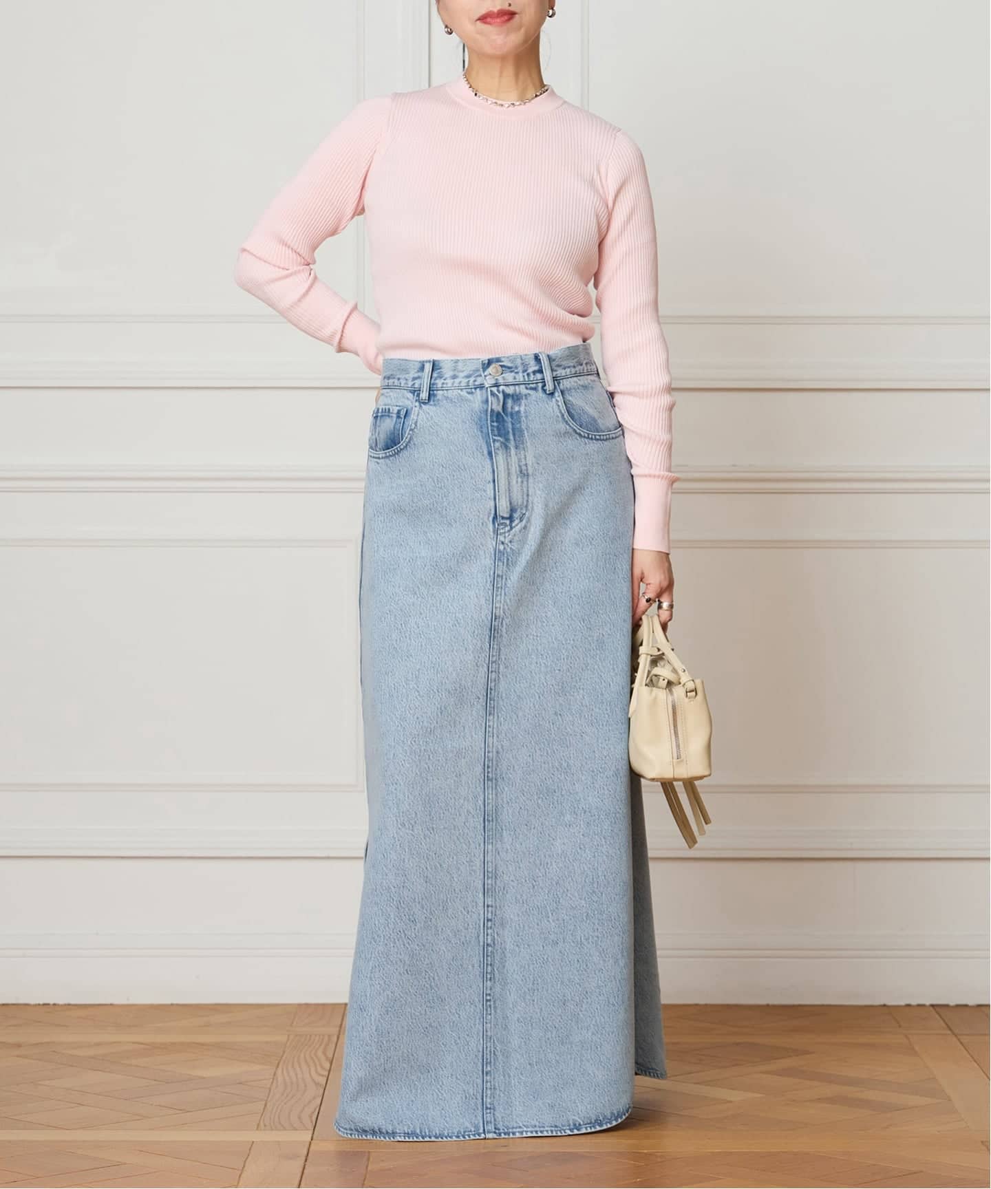 IENA LA BOUCLE ソフトデニムスリットスカート（ロング・マキシ丈