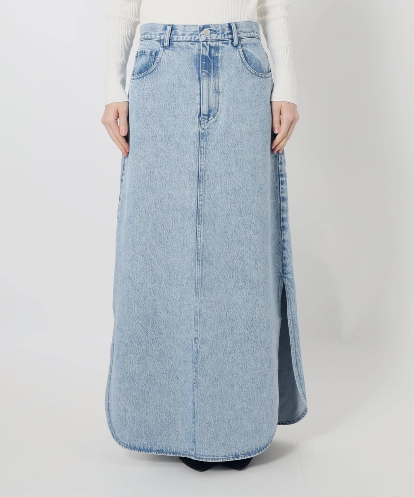 IENA LA BOUCLE ソフトデニムスリットスカート（ロング・マキシ丈
