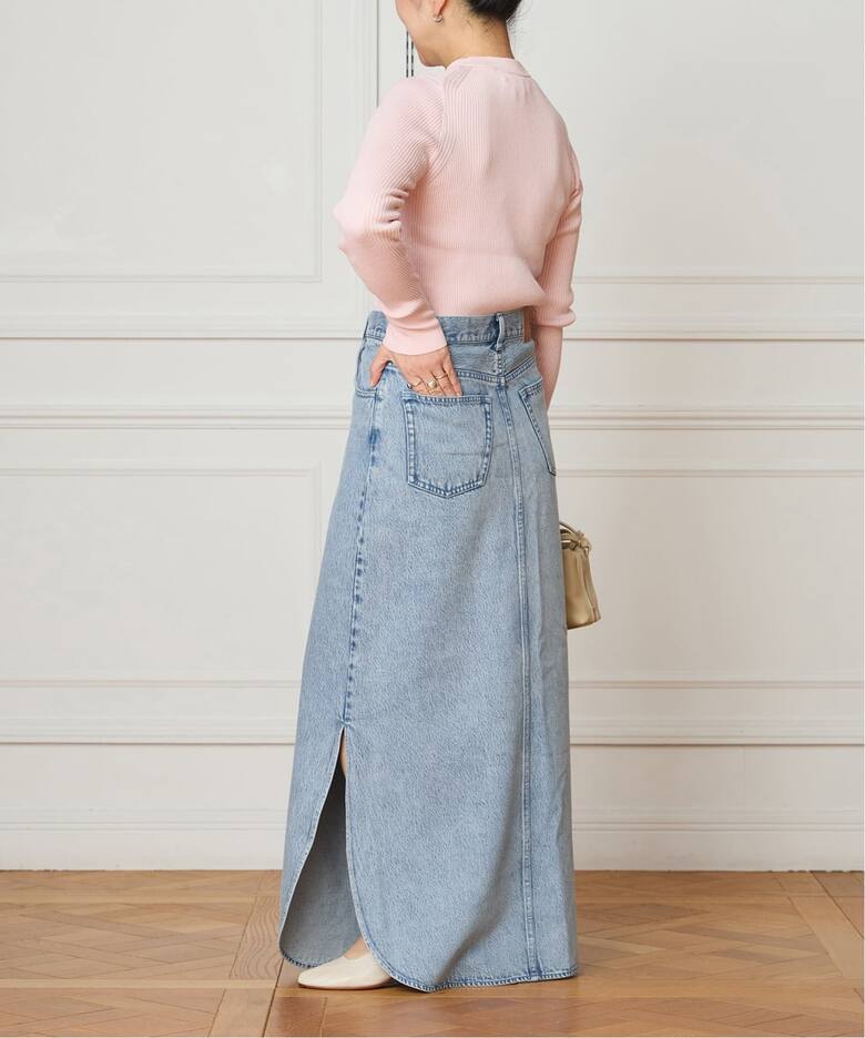 予約》IENA LA BOUCLE ソフトデニムスリットスカート（ロング・マキシ  