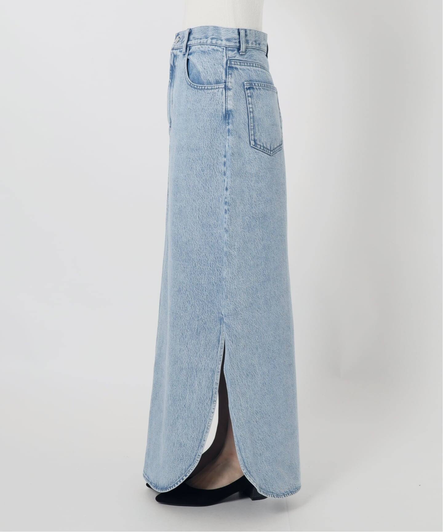 予約》IENA LA BOUCLE ソフトデニムスリットスカート（ロング・マキシ