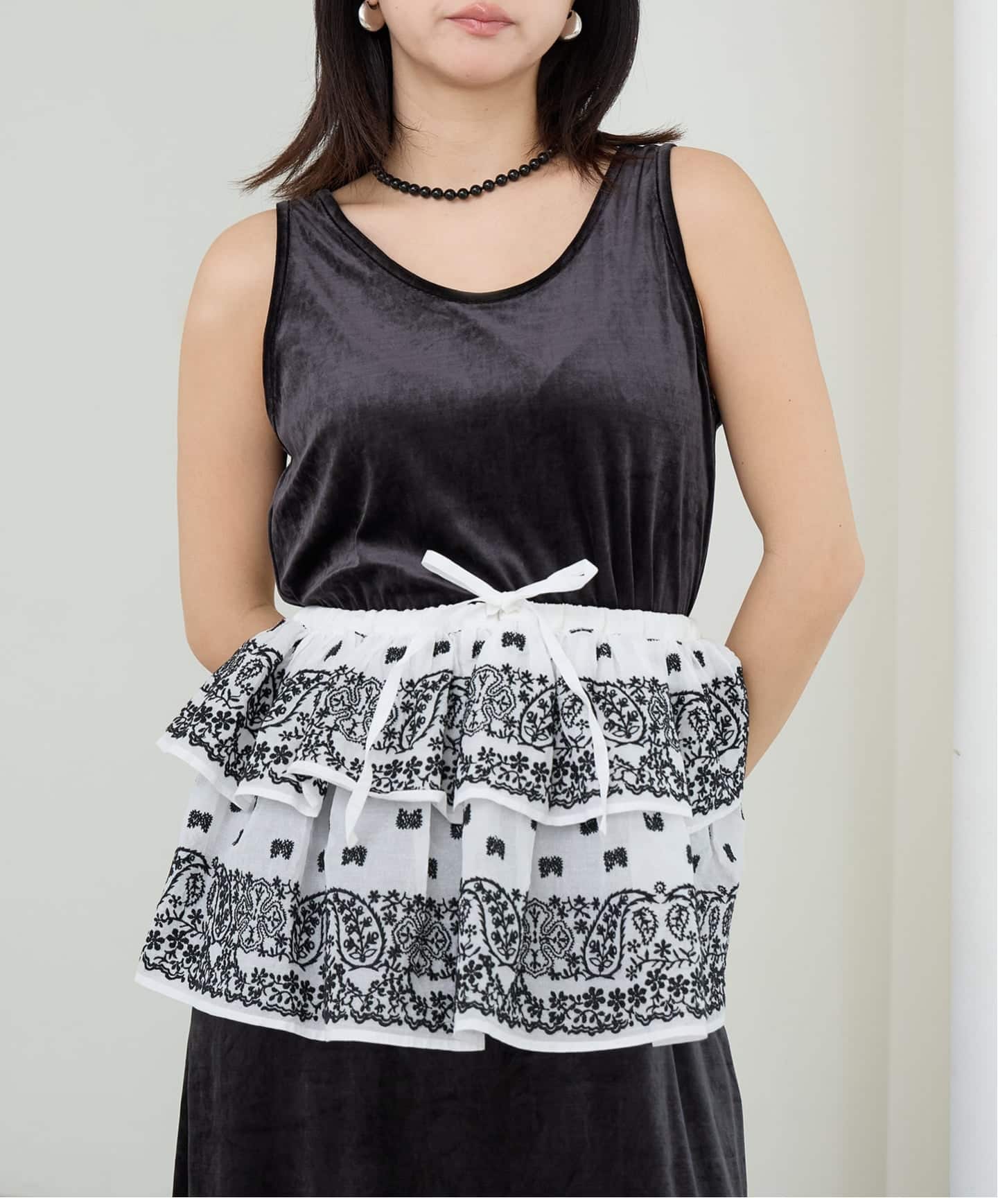 IENA LA BOUCLE エンブロイダリーコットンオーガンジーミニスカート
