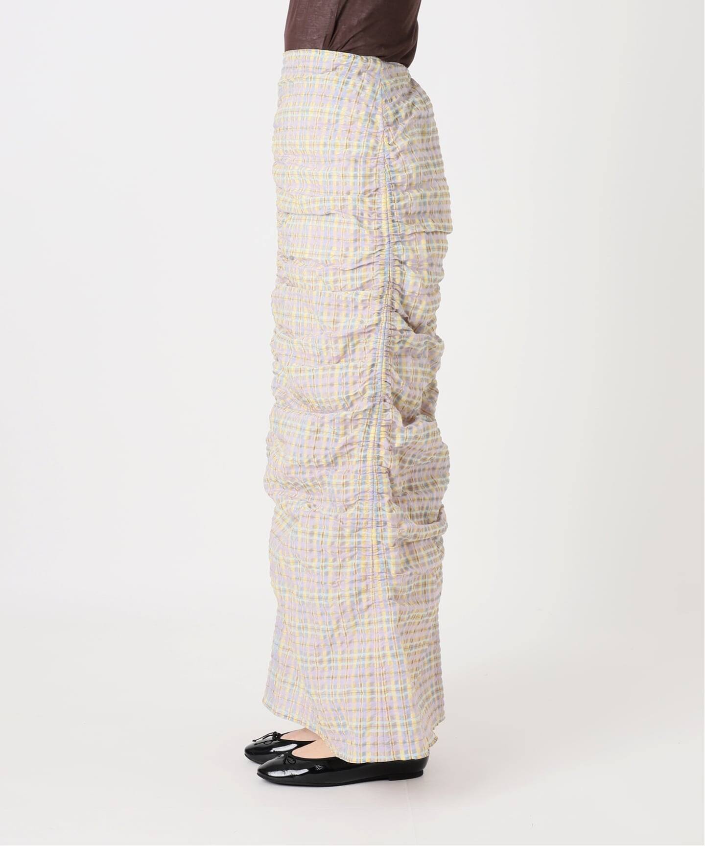 IENA LA BOUCLE シアーチェックシャーリングスカート（ロング・マキシ