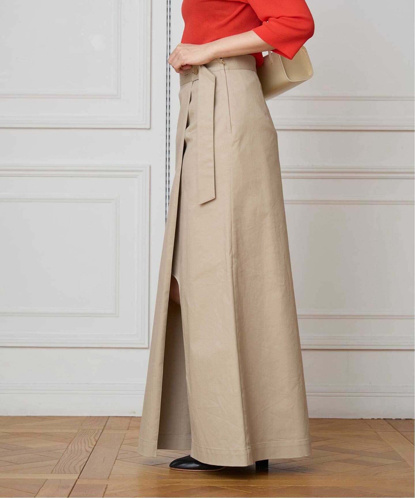 予約》IENA LA BOUCLE チノラップスカート（ロング・マキシ丈スカート