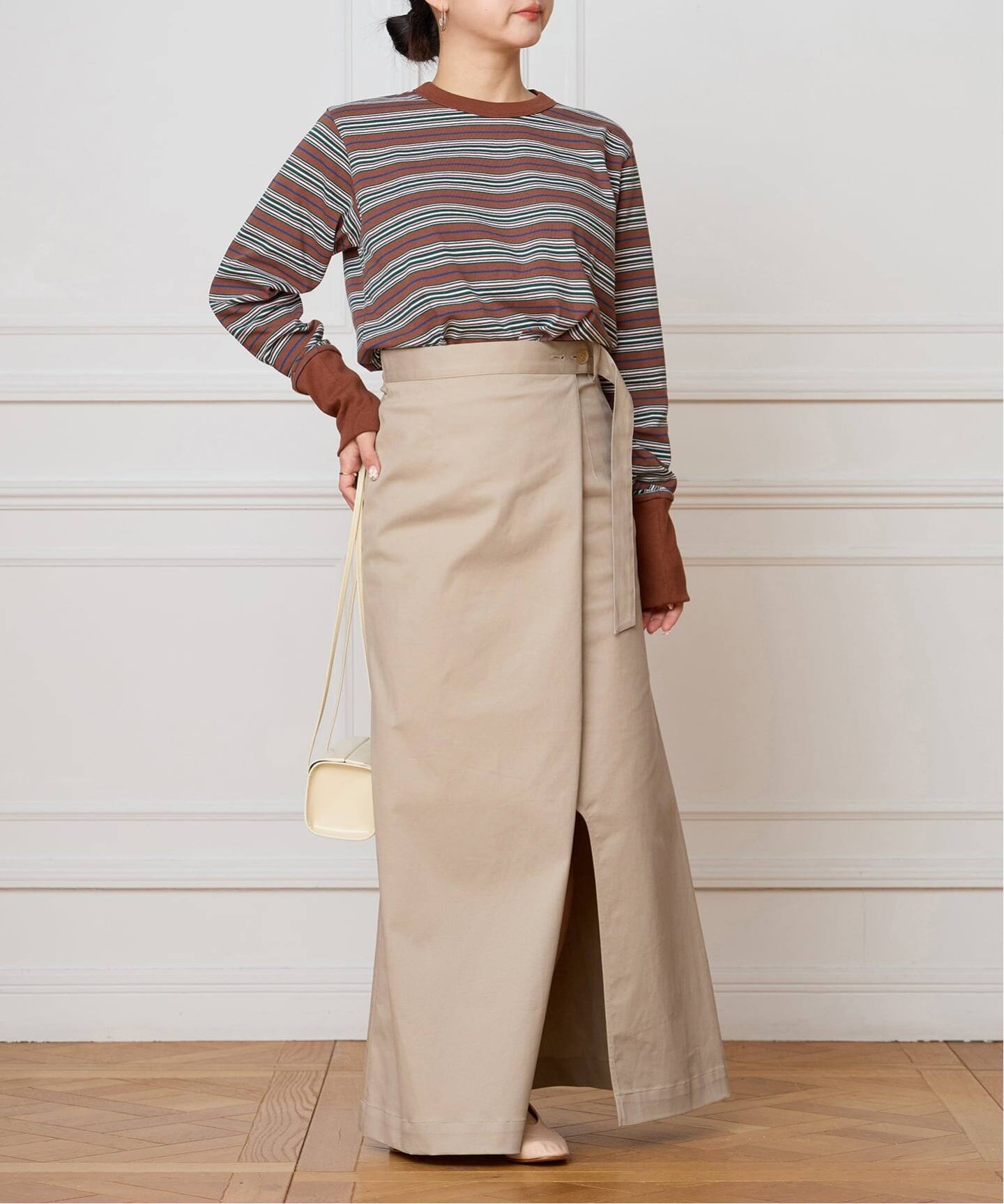 予約》IENA LA BOUCLE チノラップスカート（ロング・マキシ丈スカート