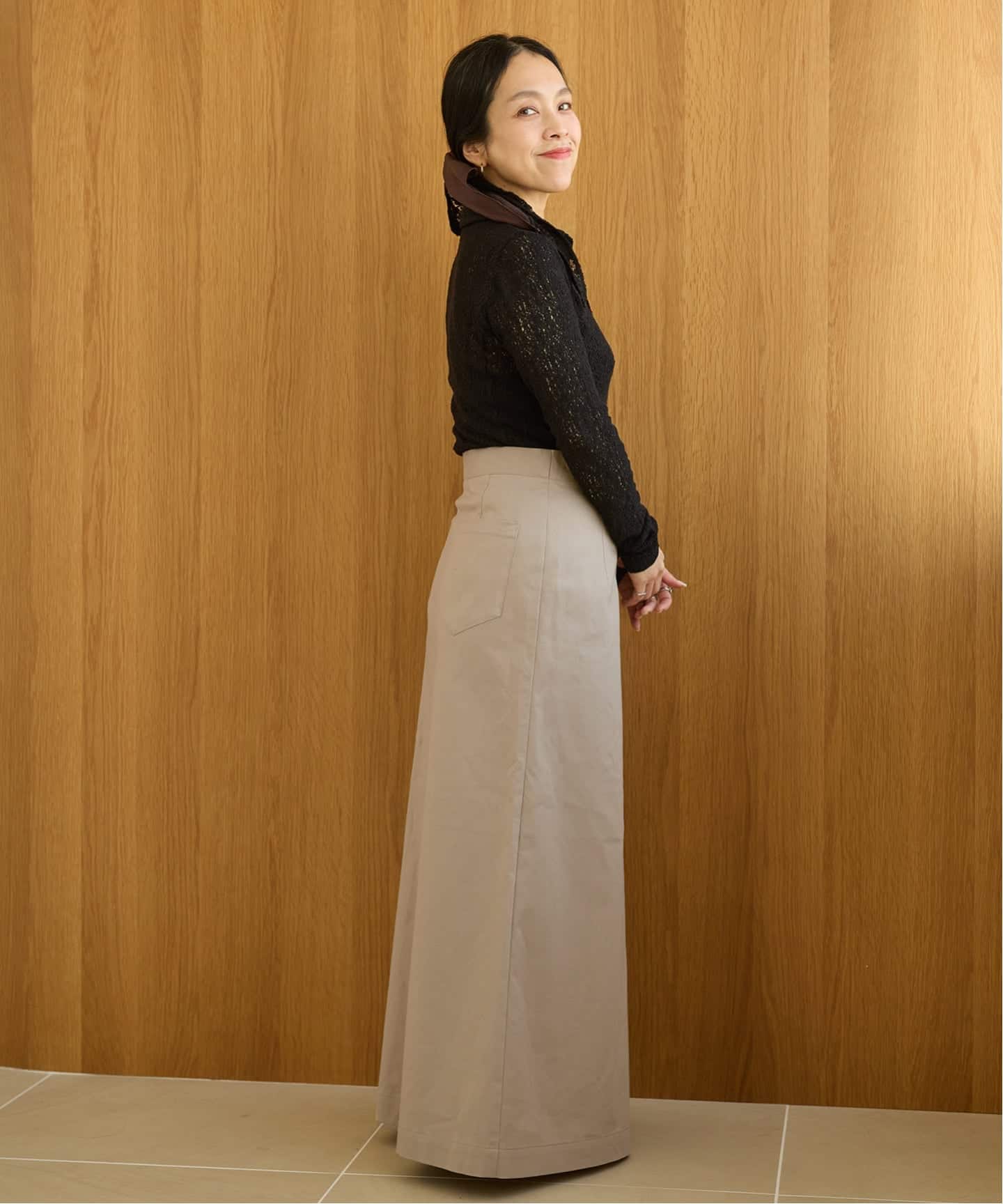 IENA LA BOUCLE チノラップスカート（ロング・マキシ丈スカート