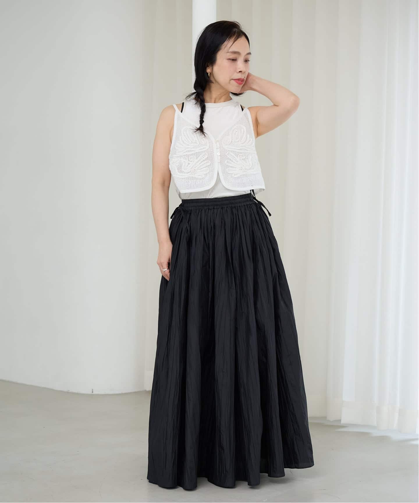 IENA LA BOUCLE ライトタフタプリーツスカート（ロング・マキシ丈