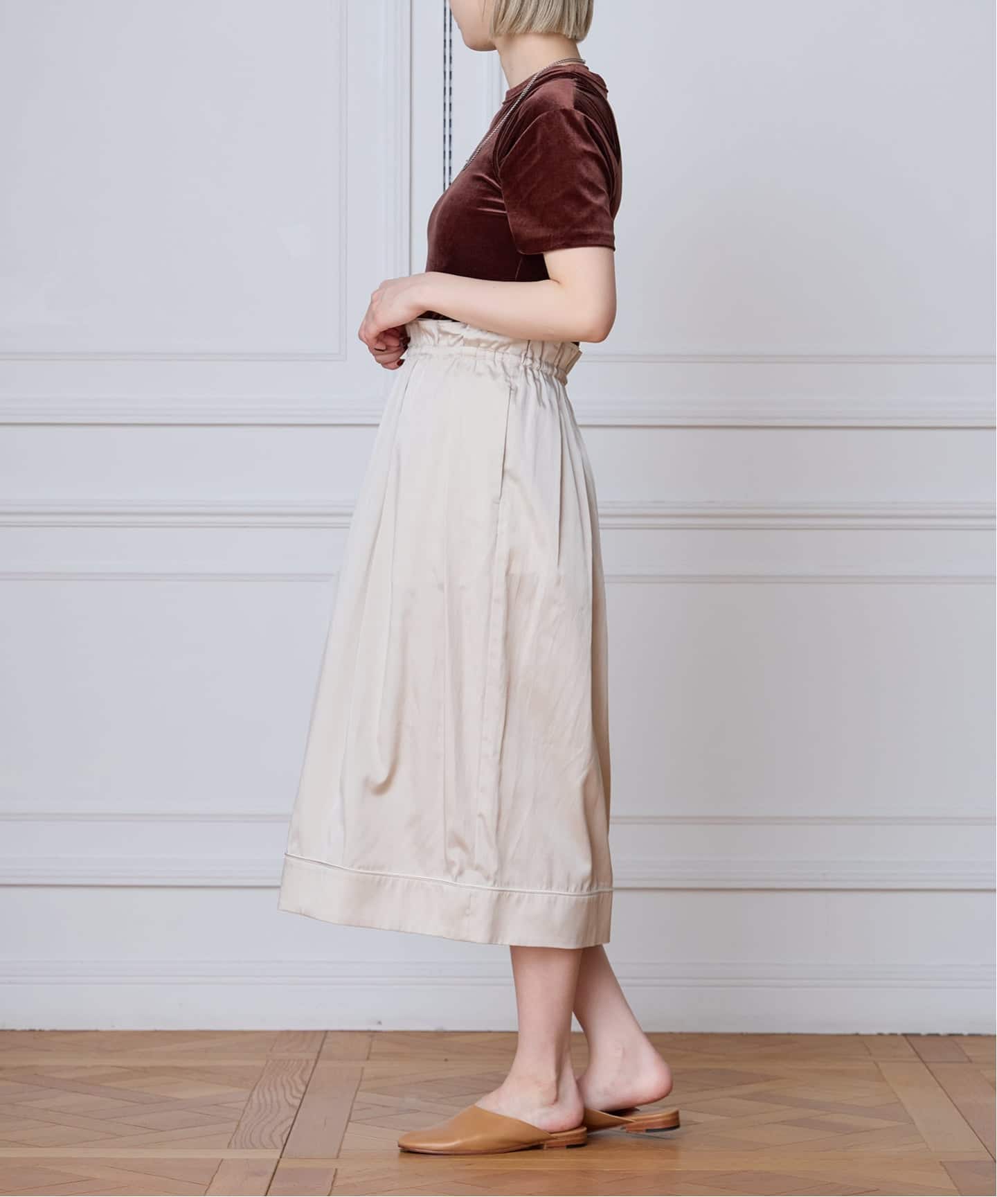 【2023】 IENA LA BOUCLE チュールドット刺繍タックスカート IENA LA BOUCLE サテンタックスカート（その他スカート）｜IENA