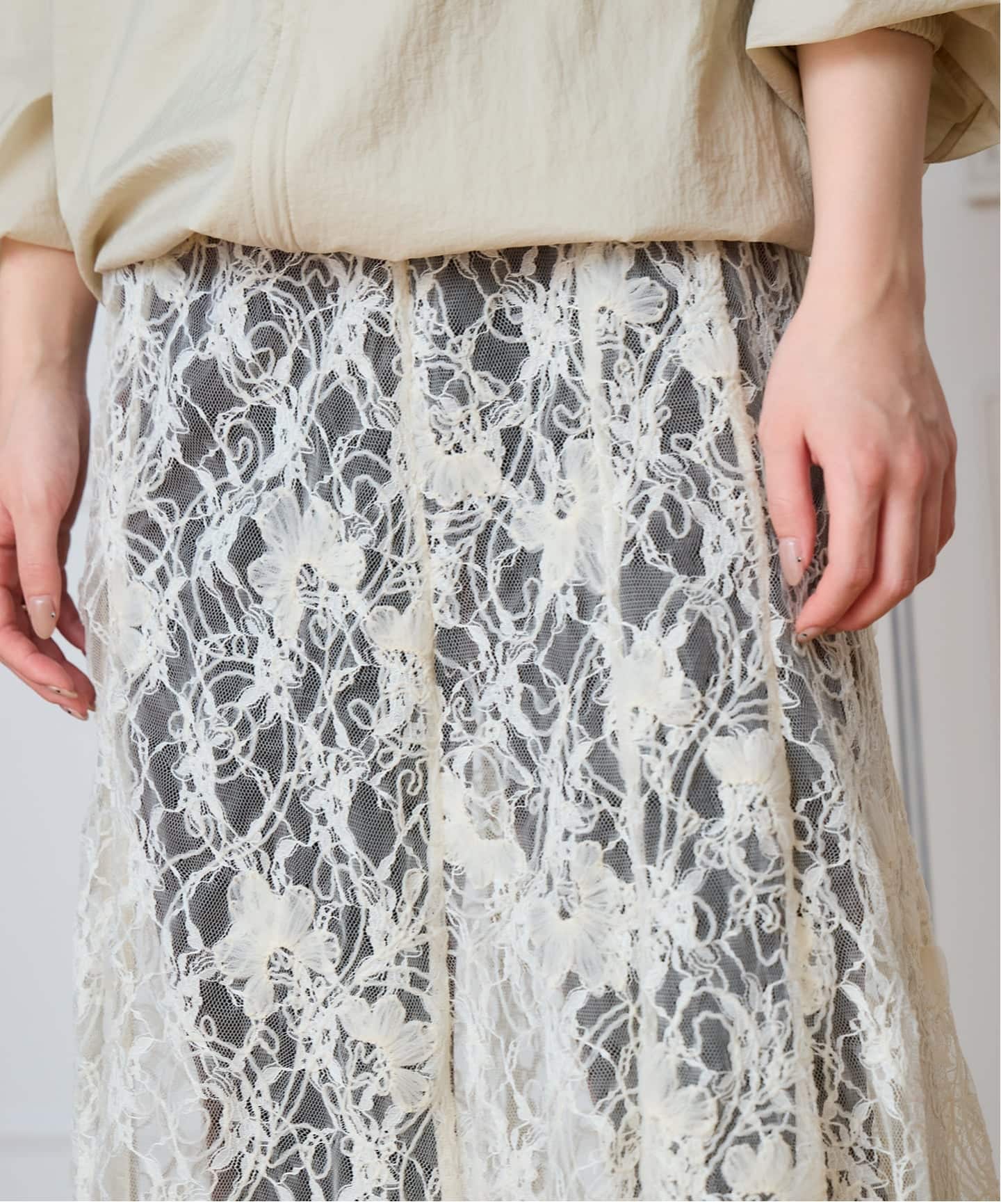 IENA LA BOUCLE Lace on Lace スカート（ロング・マキシ丈スカート