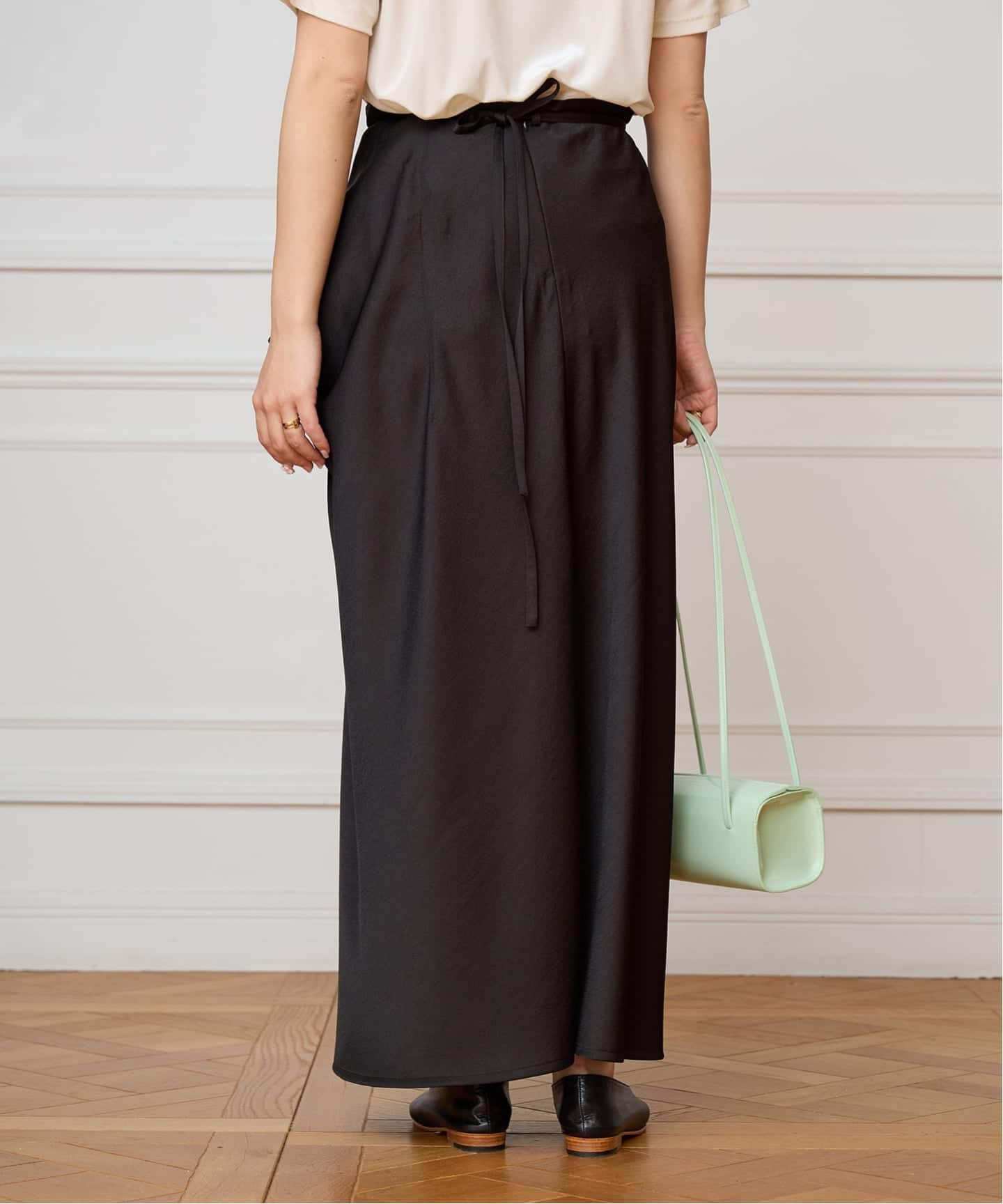 IENA LA BOUCLE ジョーゼットサテンスカート（ロング・マキシ丈