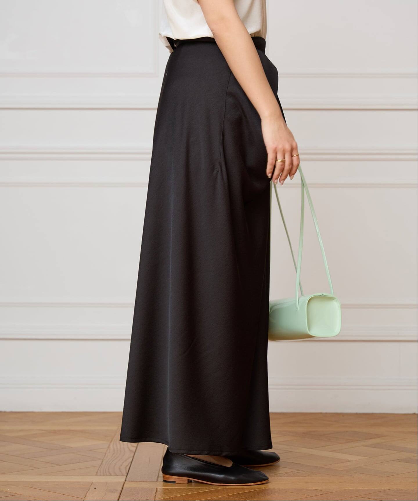 IENA LA BOUCLE ジョーゼットサテンスカート（ロング・マキシ丈