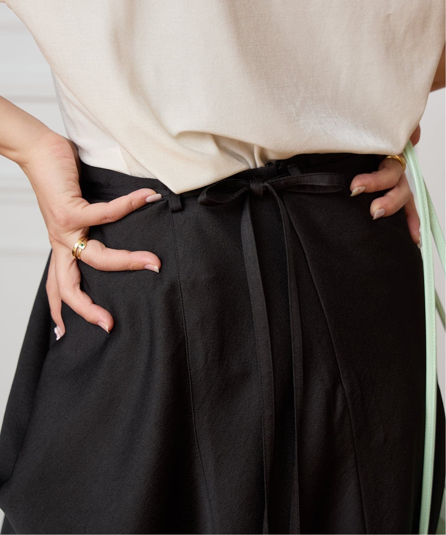 IENA LA BOUCLE ジョーゼットサテンスカート（ロング・マキシ丈