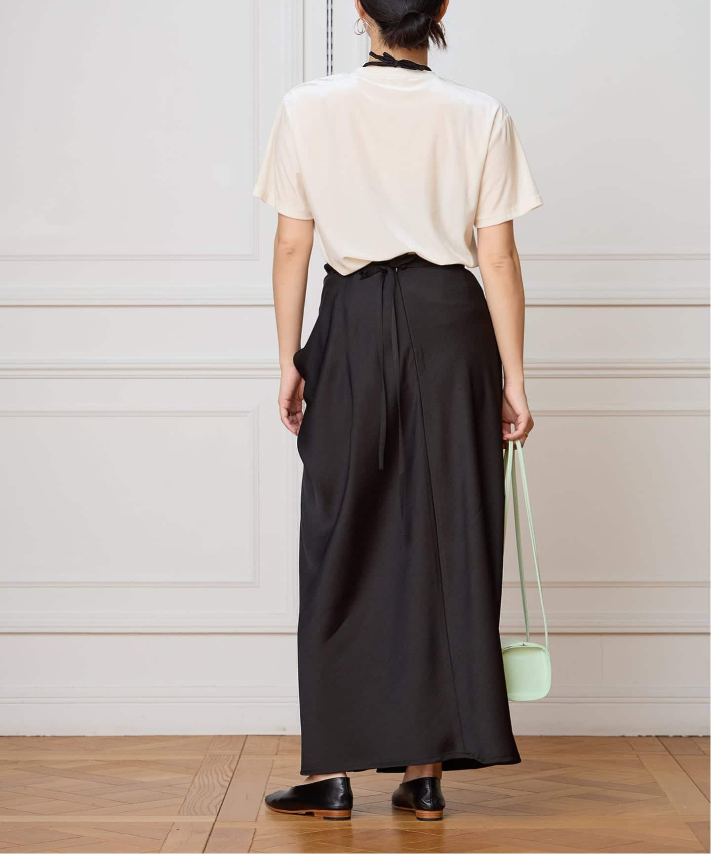 IENA LA BOUCLE ジョーゼットサテンスカート（ロング・マキシ丈