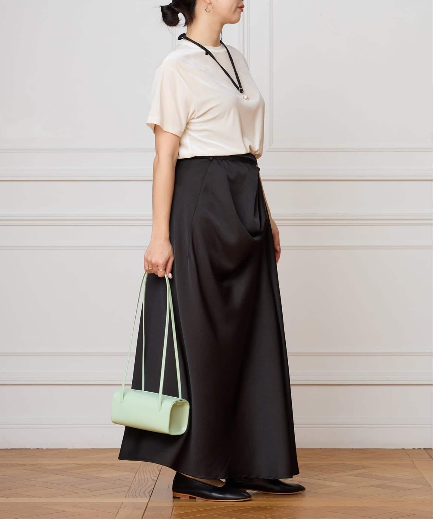 IENA LA BOUCLE ジョーゼットサテンスカート（ロング・マキシ丈