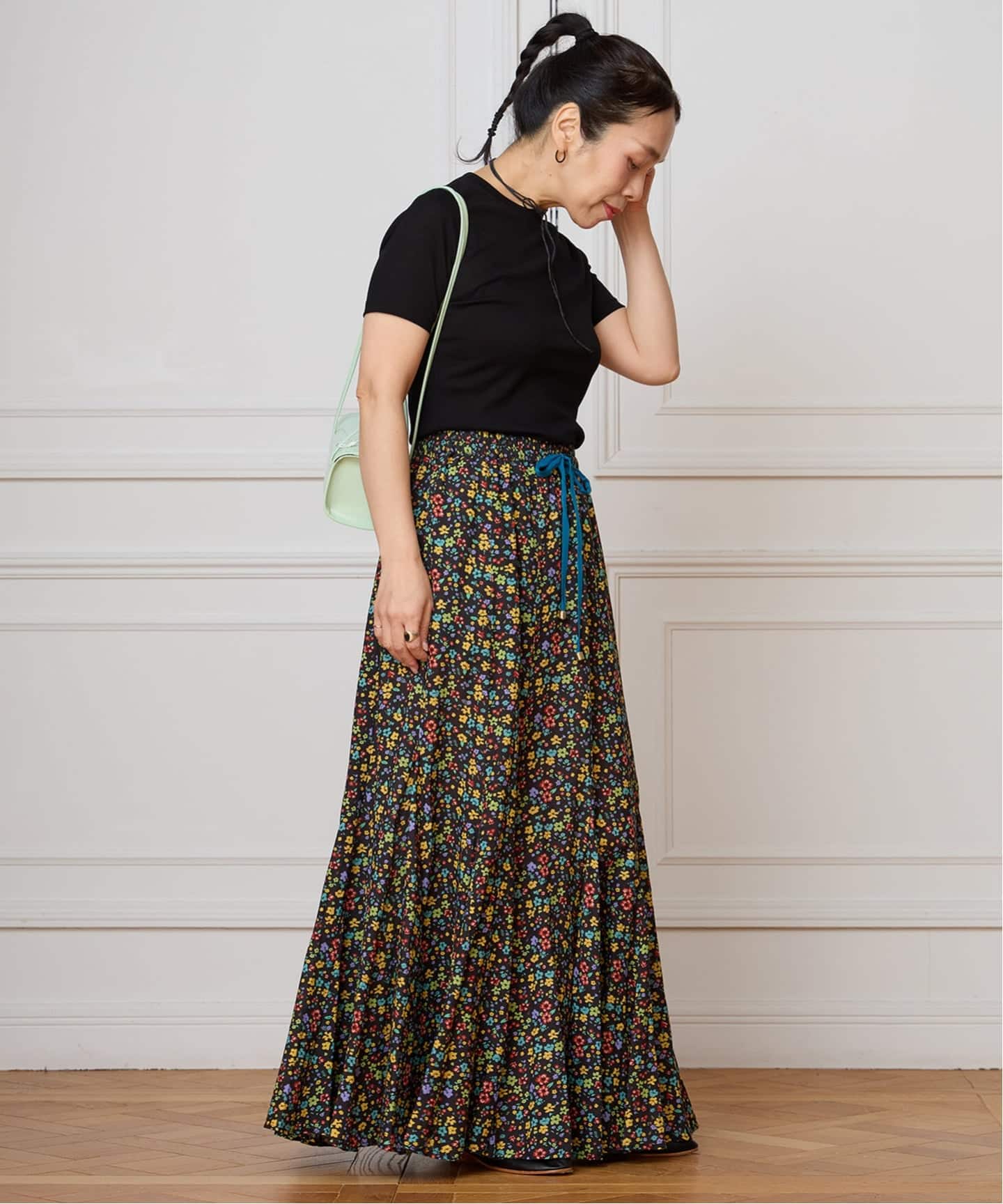 IENA LA BOUCLE Flower プリントスカート（ロング・マキシ丈スカート