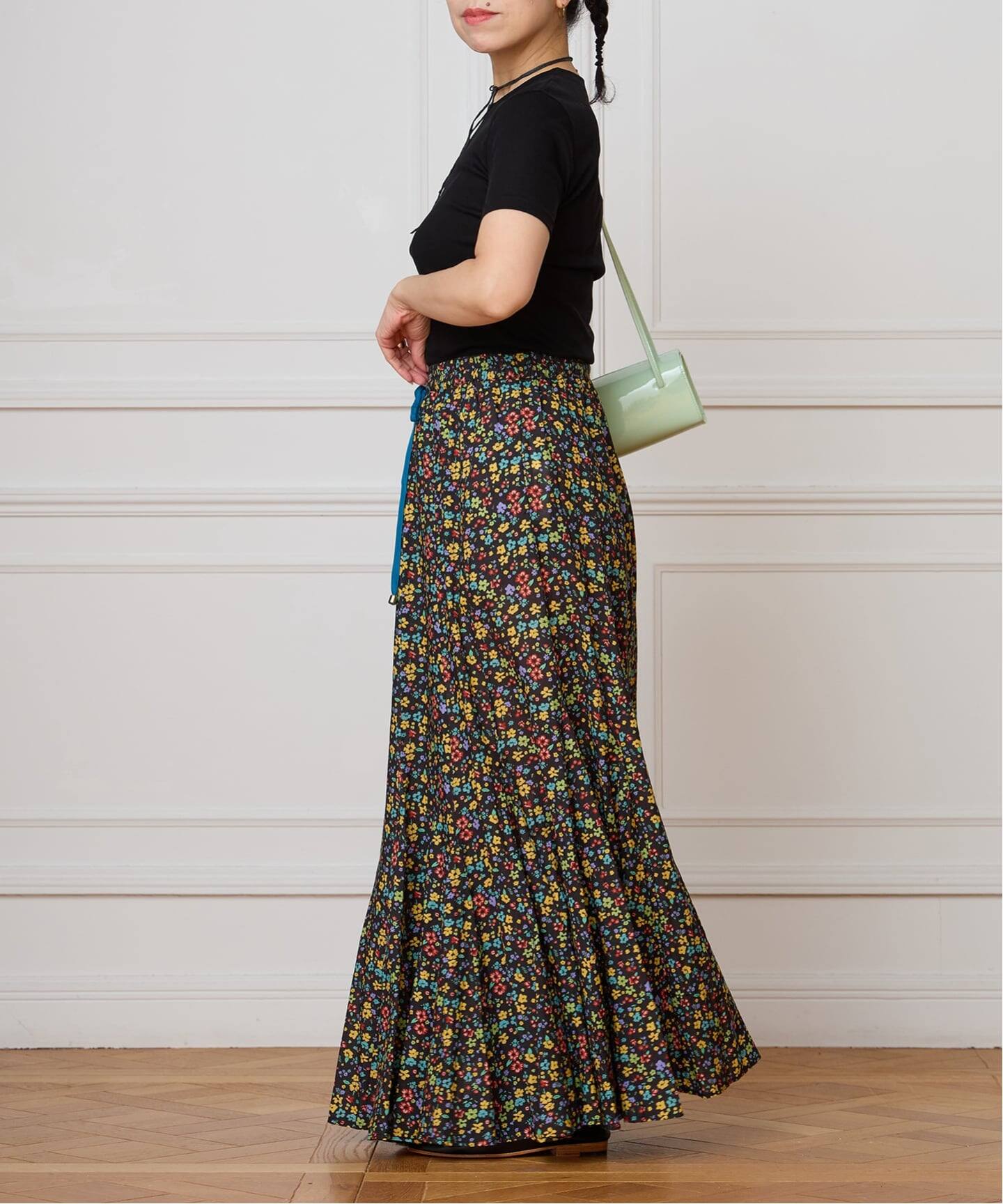 IENA LA BOUCLE Flower プリントスカート（ロング・マキシ丈スカート