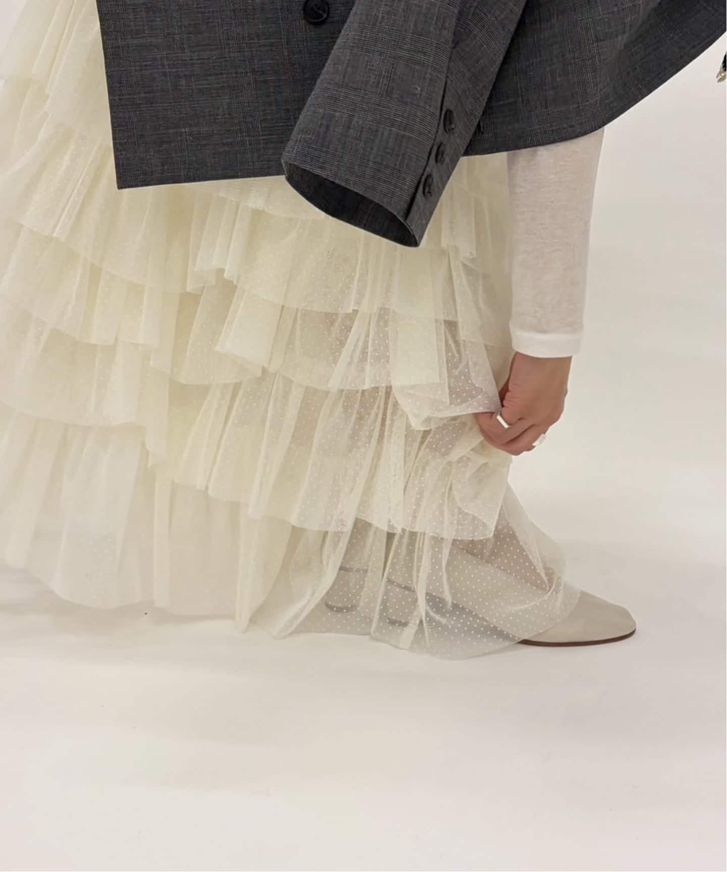 Venit/ヴェニット dot tulle スカート VEC-5609-A（ロング・マキシ丈