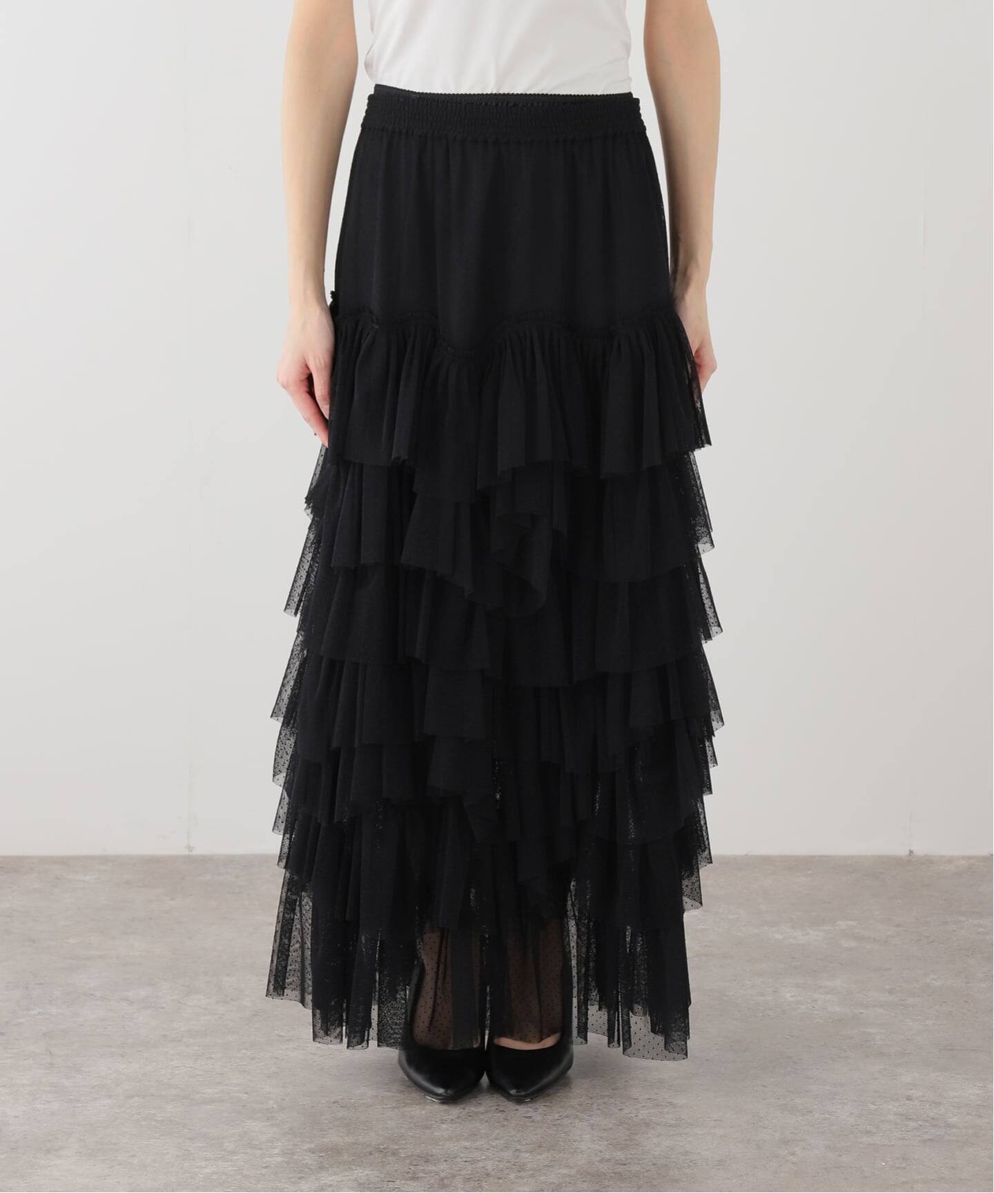 新品　ヴァクトーヴォヤージュ vaqutauxvoyage スカート　黒 Venit/ヴェニット dot tulle スカート VEC-5609-A（ロング・マキシ丈