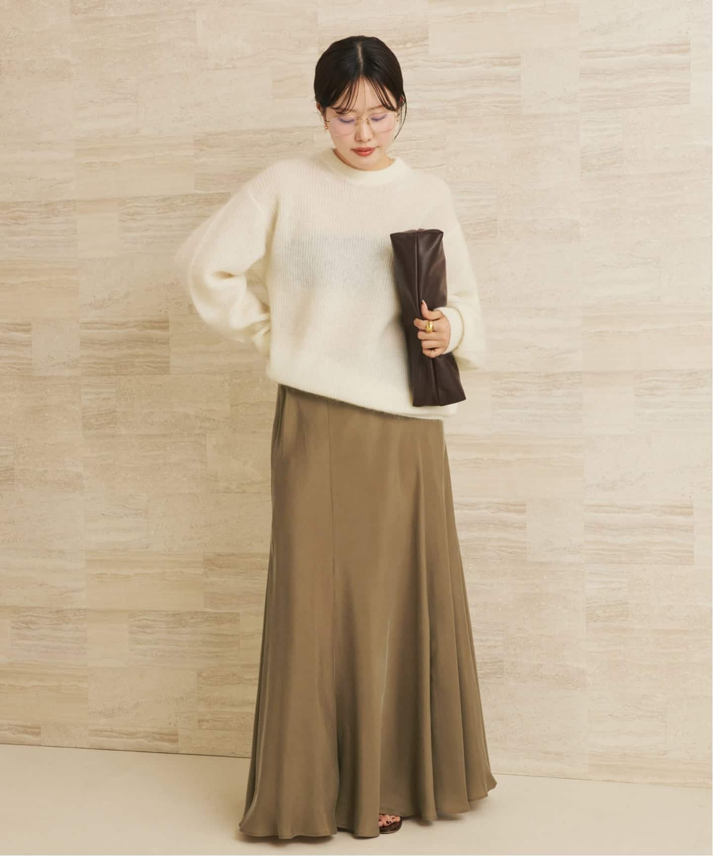 なな　Plage フィブリルギャザーロングスカート キャメル 新品 新品 Plage プラージュ Washable Fibril ギャザーロングスカート