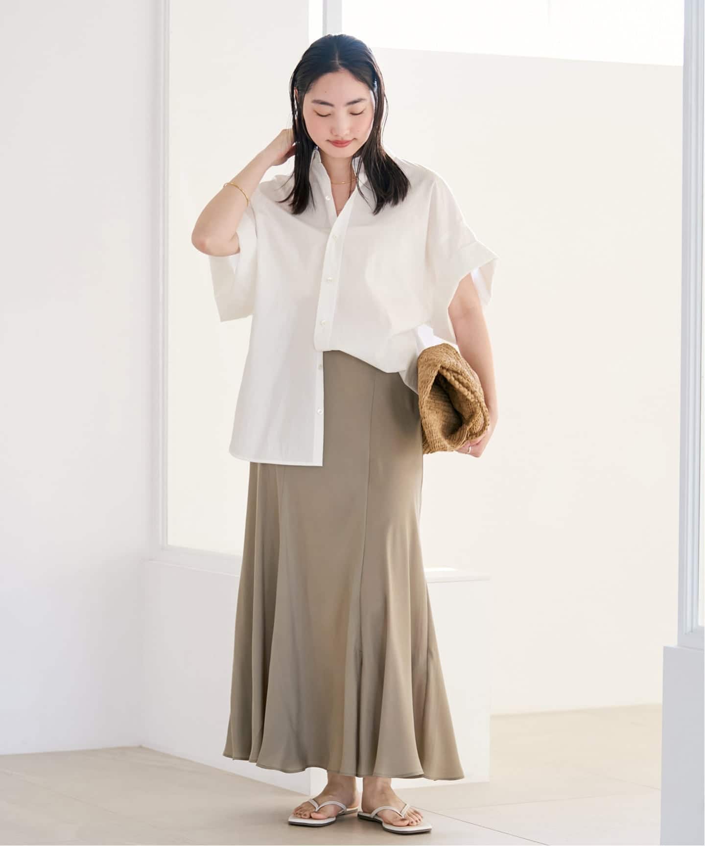 追加》Washable Fibril ロングスカート（ロング・マキシ丈スカート