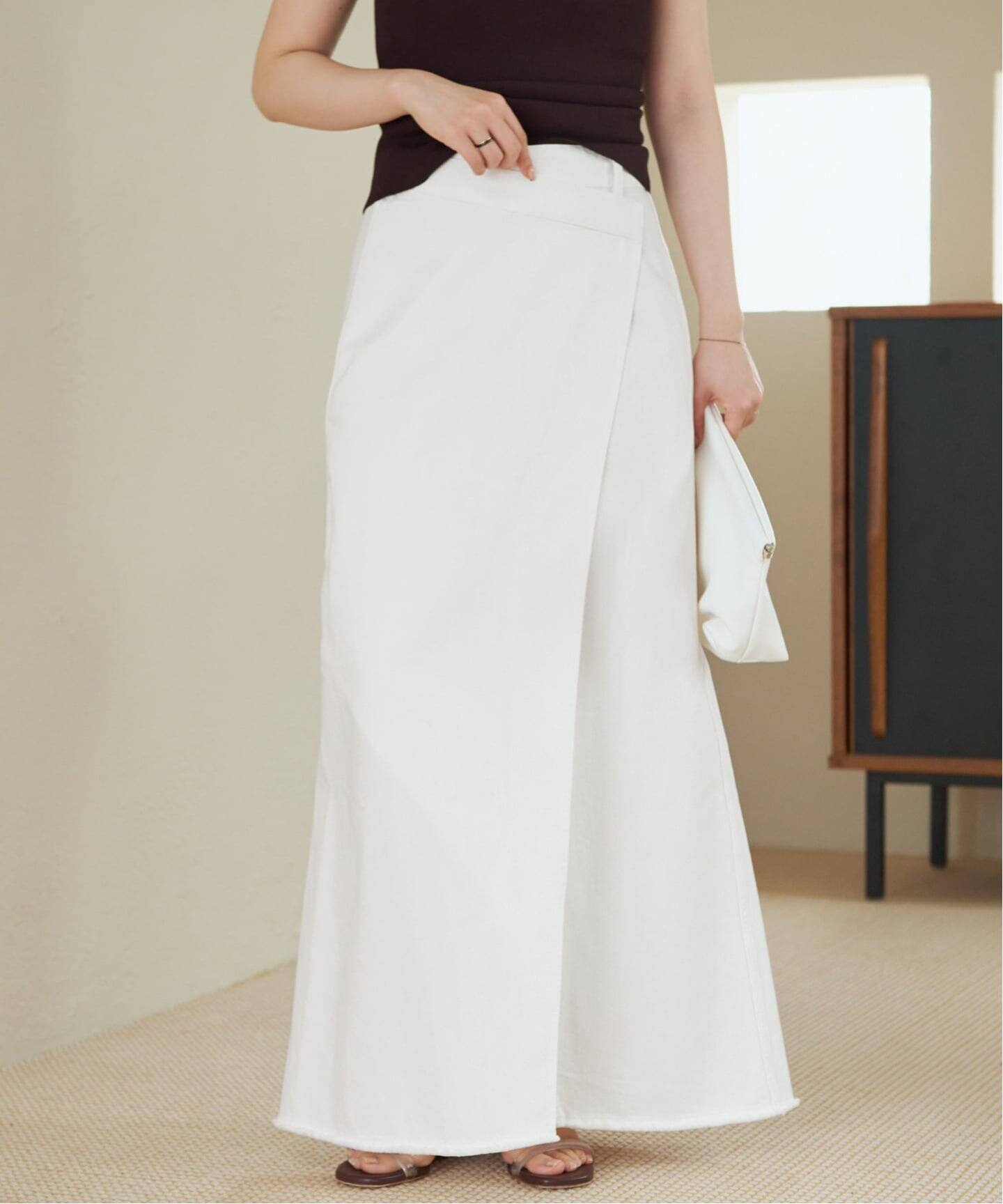 ■美品■PLAGE プラージュ スカートスーツ サイズ38 リネン 長袖シャツ ロング フレアスカート ブランド古着【中古】20260225/RA7952 Garment dye long スカート（ロング・マキシ丈スカート）｜Plage