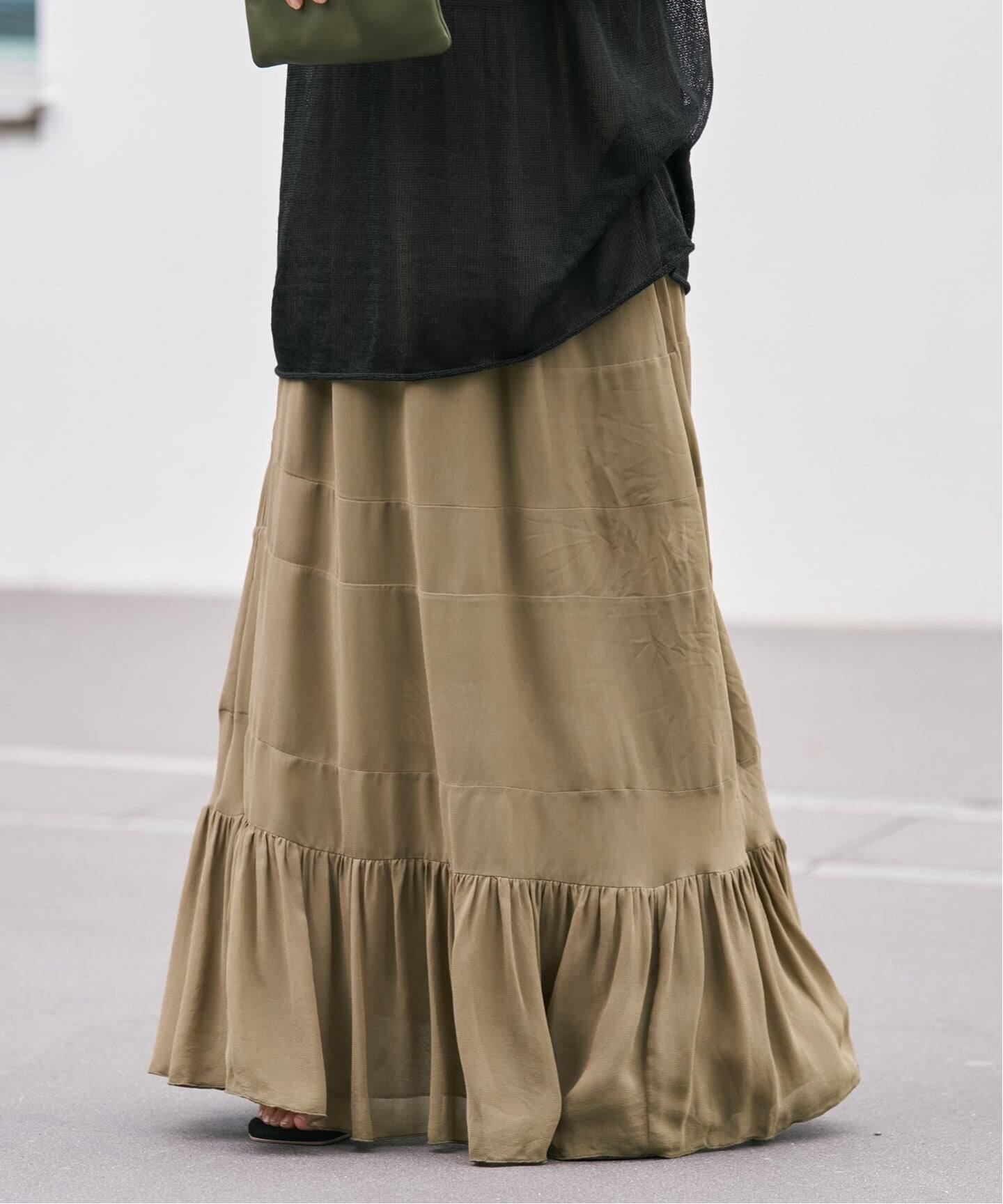 今季plage プラージュ　完売　ette ティアード スカート　38 Georgette ティアード スカート（ロング・マキシ丈スカート）｜Plage
