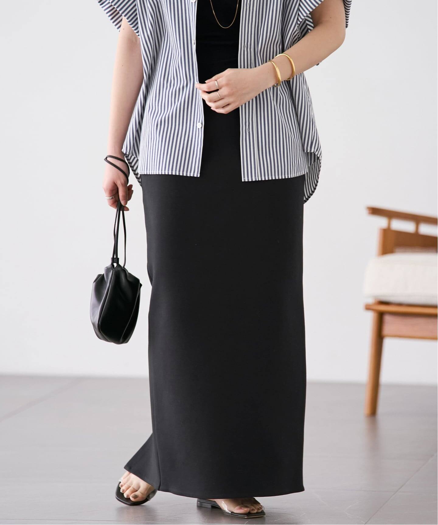 Plage air jersey tightスカート　36 ブラック air jersey tight スカート（ロング・マキシ丈スカート）｜Plage