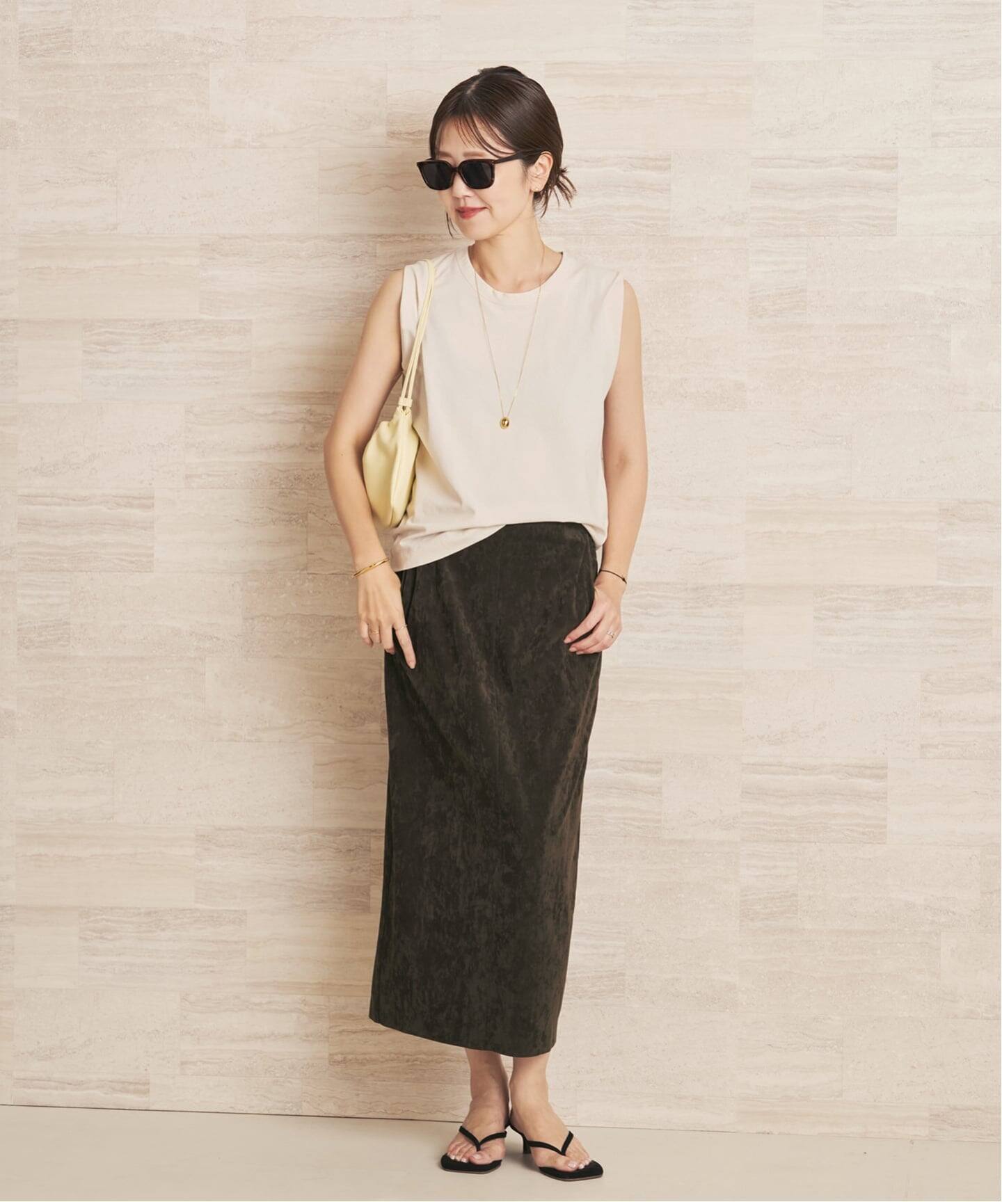 suede like jersey tightスカート（ロング・マキシ丈スカート）｜Plage