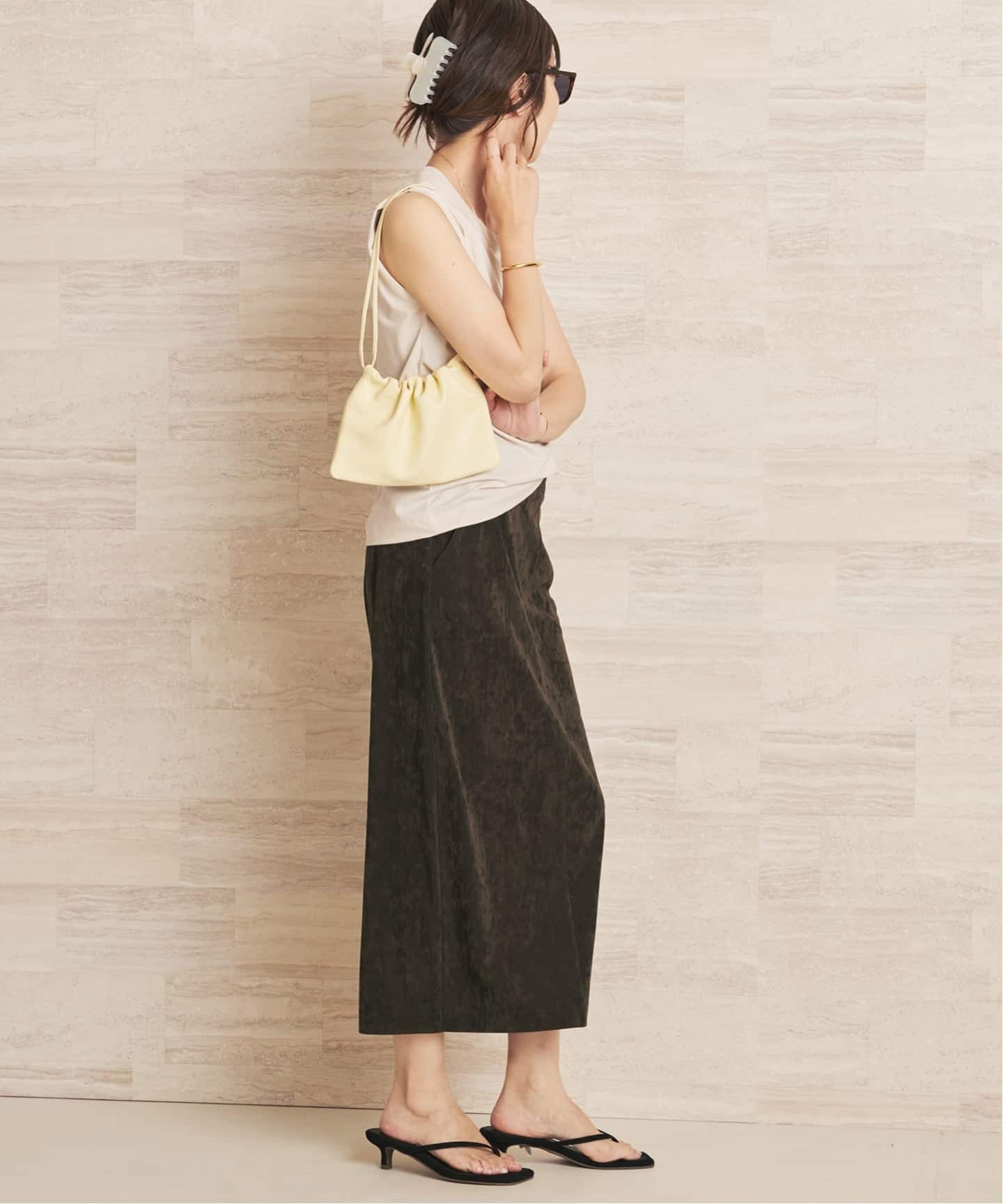 suede like jersey tightスカート（ロング・マキシ丈スカート）｜Plage