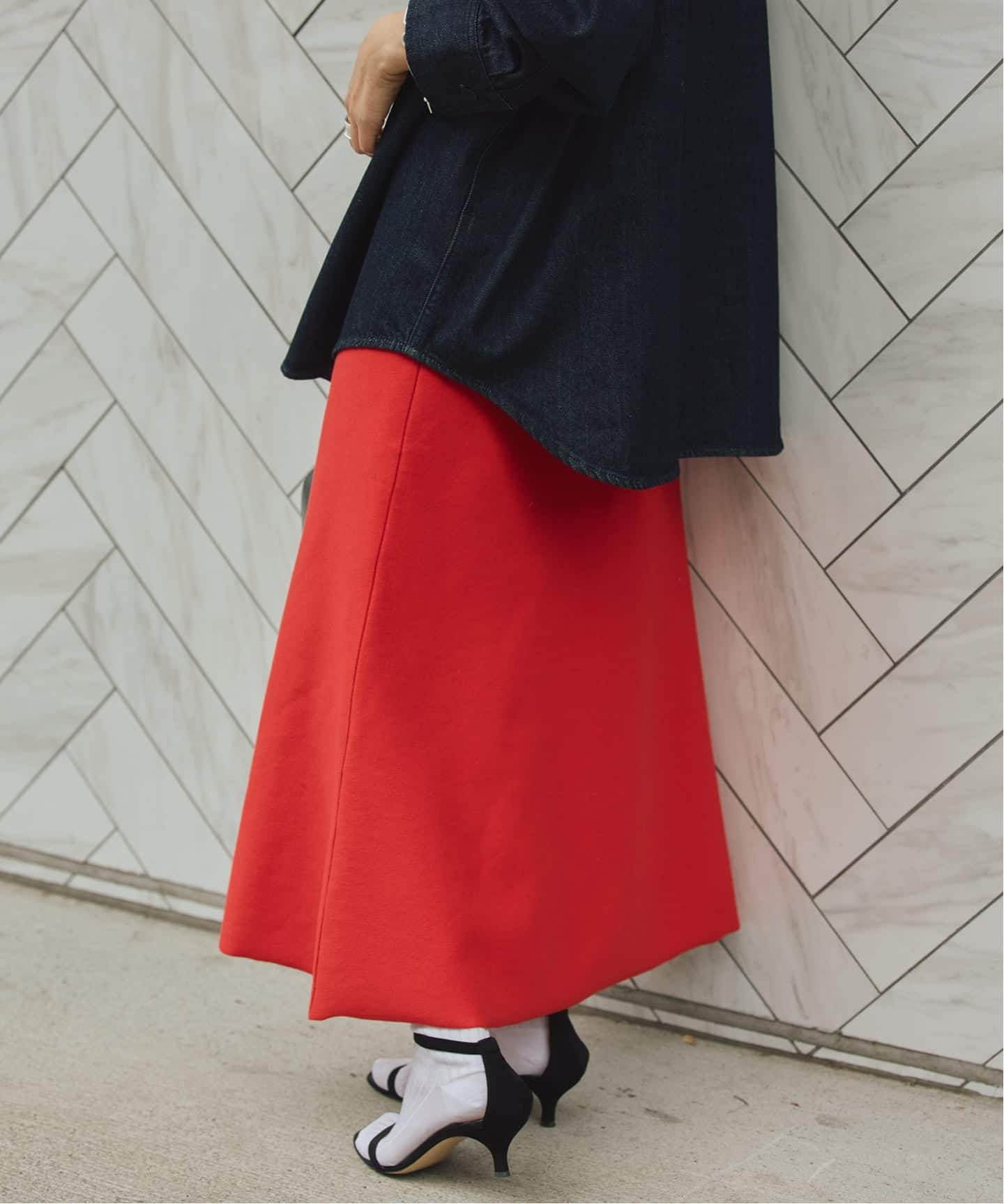 ダンボールニットフレアスカート（ロング・マキシ丈スカート