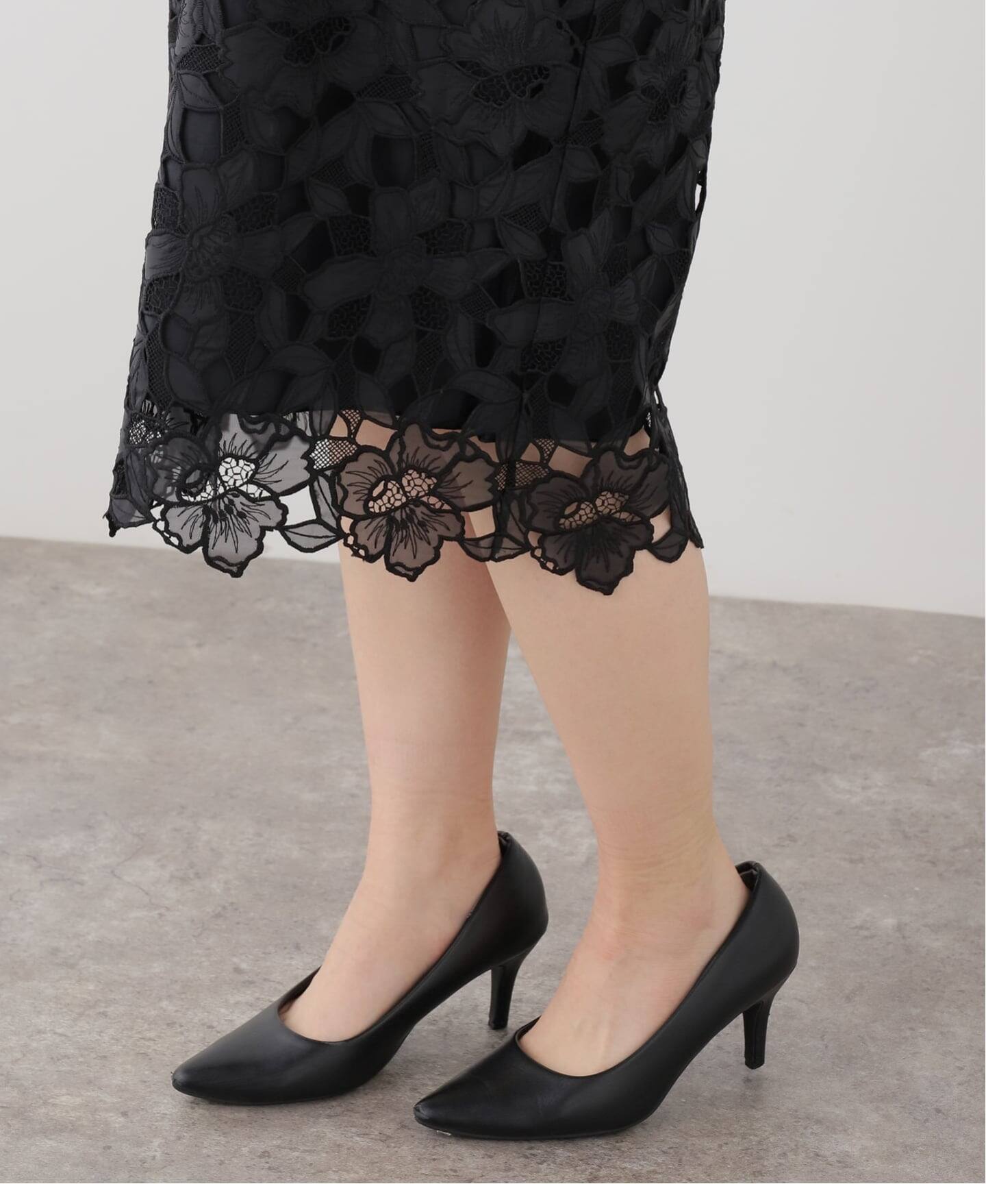 【新品タグ付】ヴェルメイユパーイエナ＊コクーン デザインスカート黒 38 Cutwork Lace Midi スカート（その他スカート）｜VERMEIL par iena