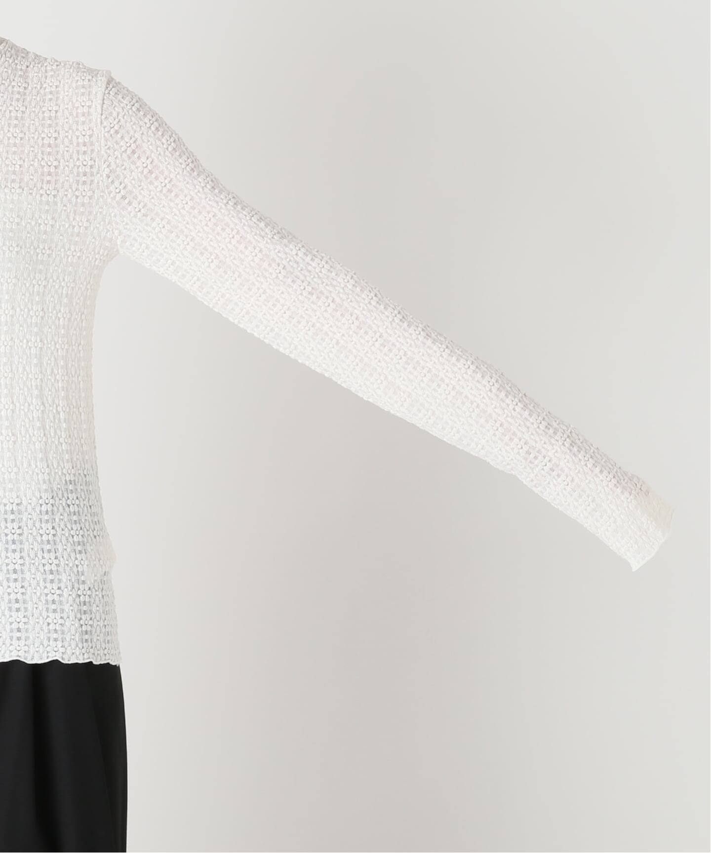 予約》STRETCH LACE HIGH NECK TOP：カットソー（Tシャツ／カットソー