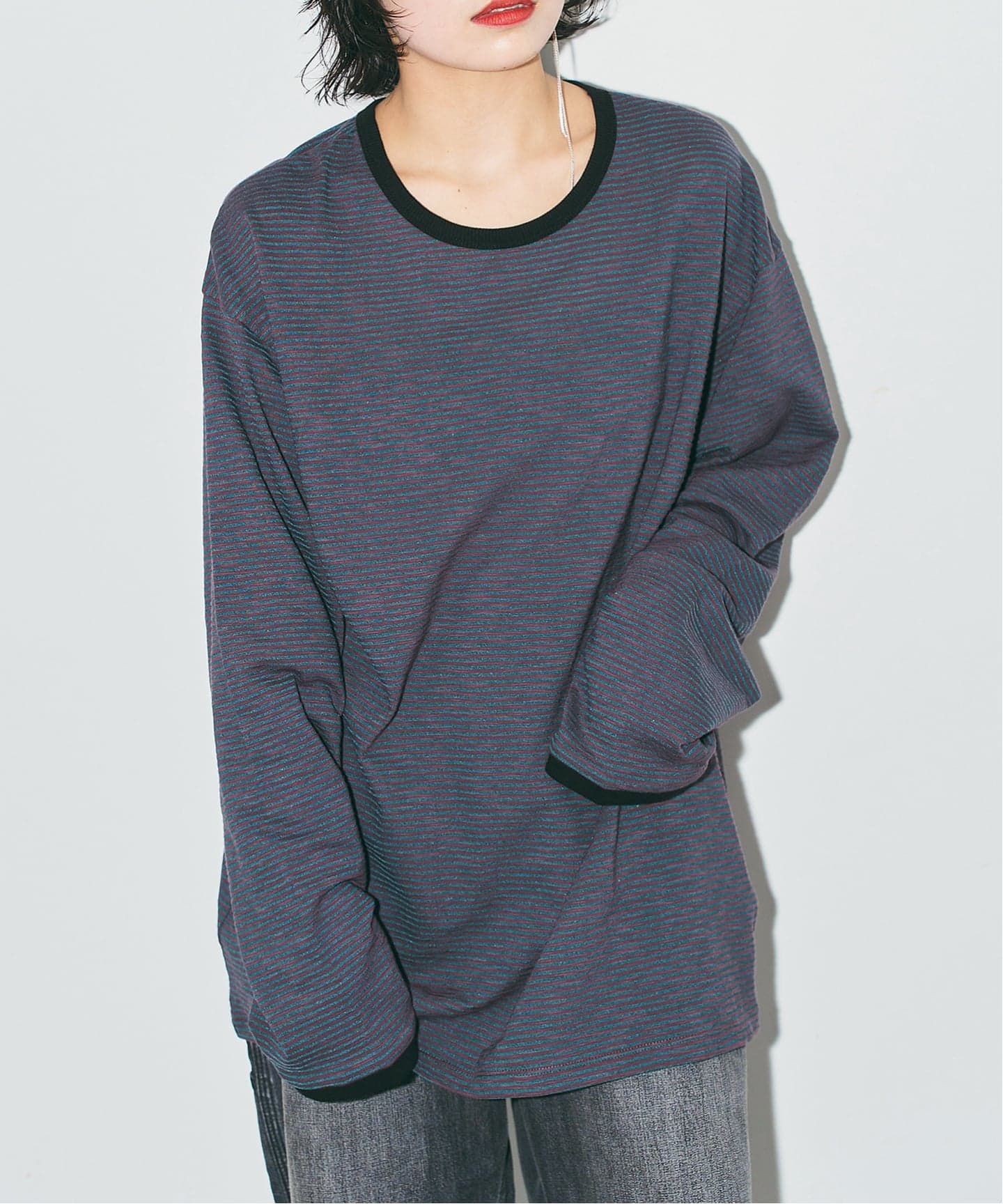 追加予約3》[THE MOOD]スラブボーダーロングTシャツ（Tシャツ