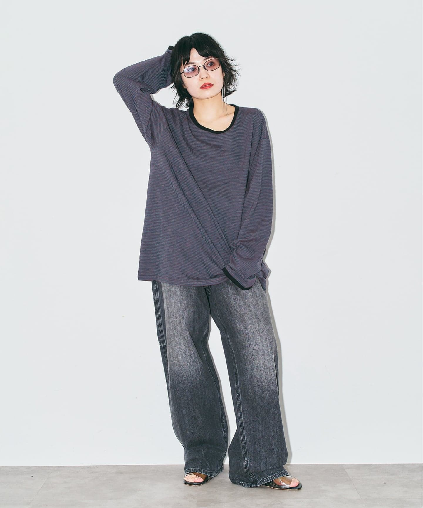 追加予約3》[THE MOOD]スラブボーダーロングTシャツ（Tシャツ
