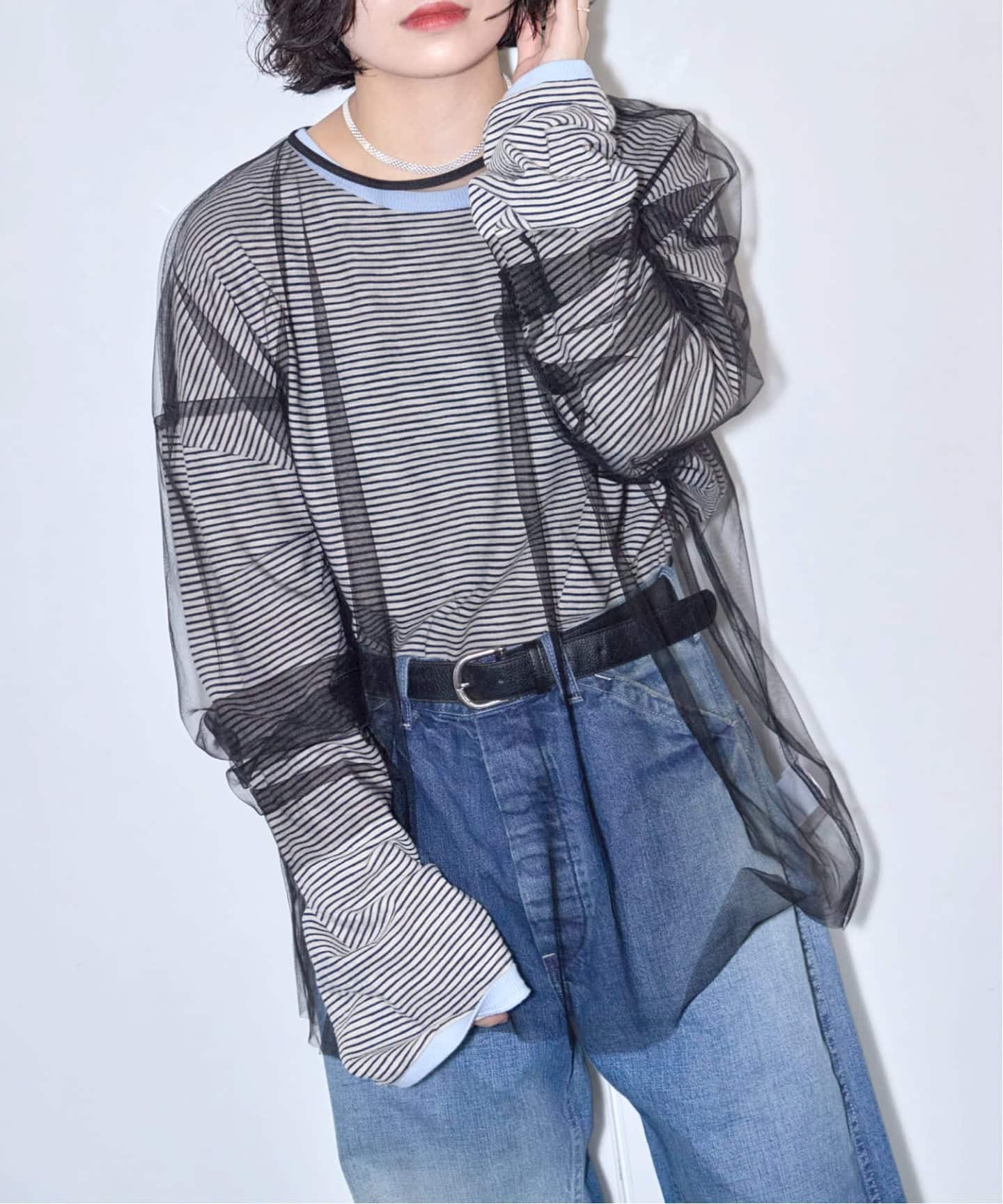 CITYSHOP THE MOOD チュール ロングTシャツ THE MOOD]チュール ロングTシャツ（Tシャツ／カットソー）｜CITYSHOP
